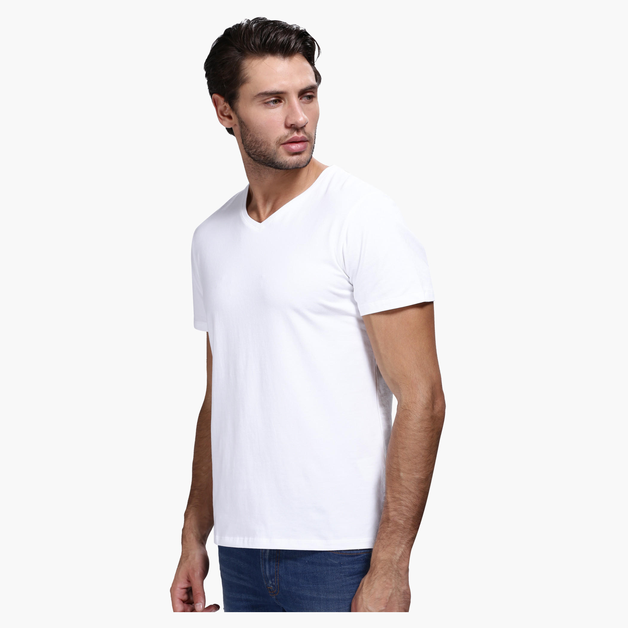 V-Neck T-Shirt with Short Sleeves in Slim Fit-men-clothing-tshirtsandpolos-tshirts-image-3