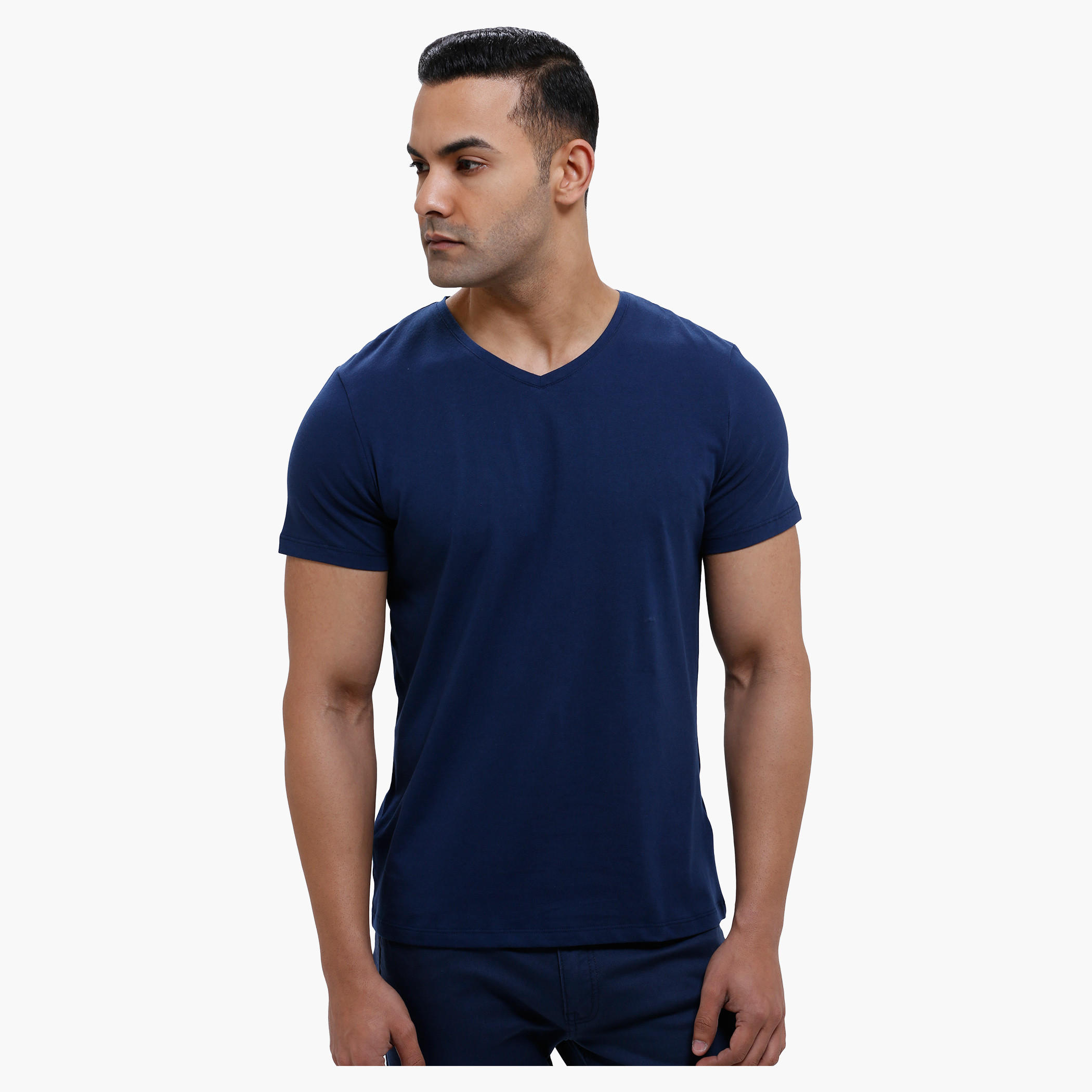 V-Neck T-Shirt with Short Sleeves in Slim Fit-men-clothing-tshirtsandpolos-tshirts-image-1