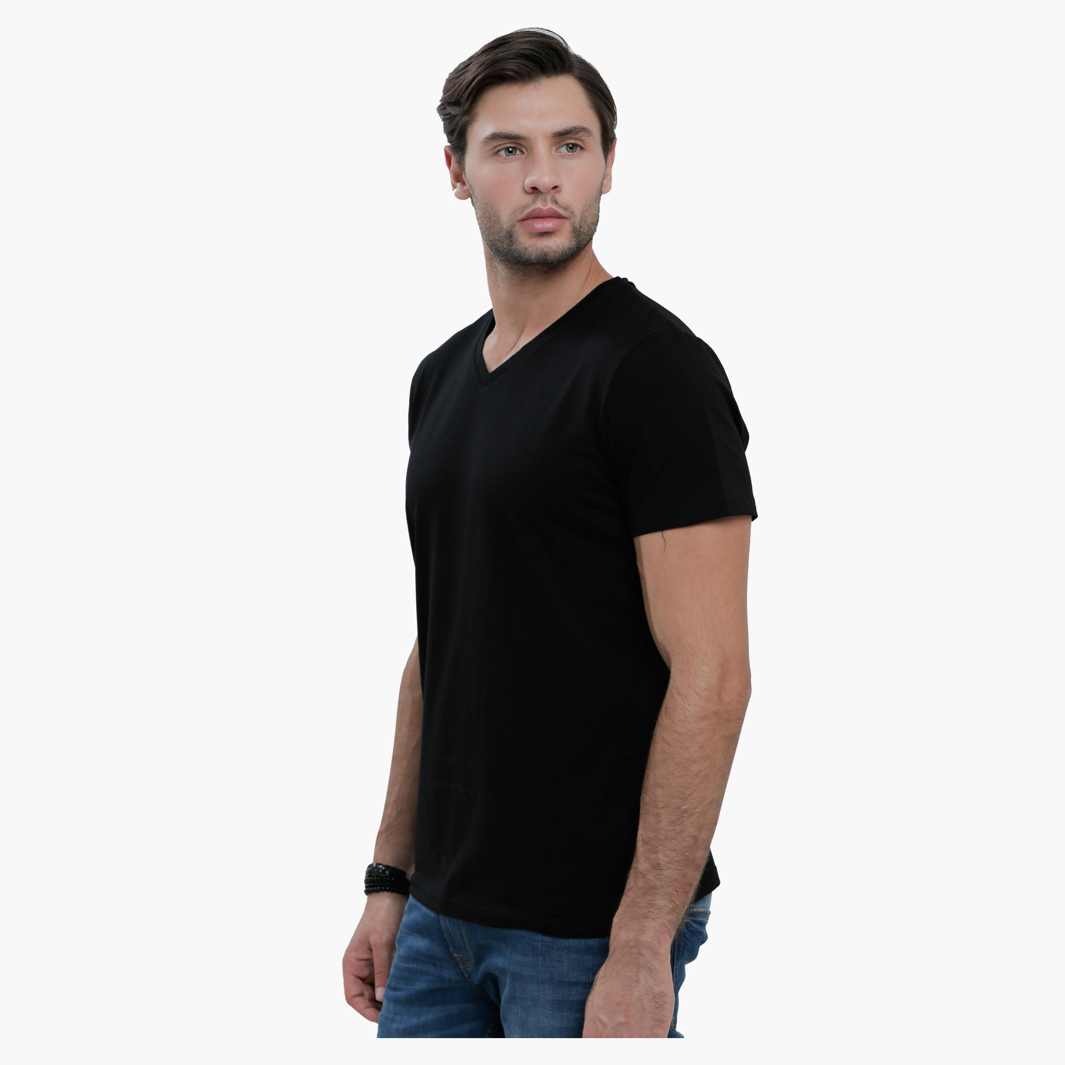 V-Neck T-Shirt with Short Sleeves in Slim Fit-men-clothing-tshirtsandpolos-tshirts-image-3