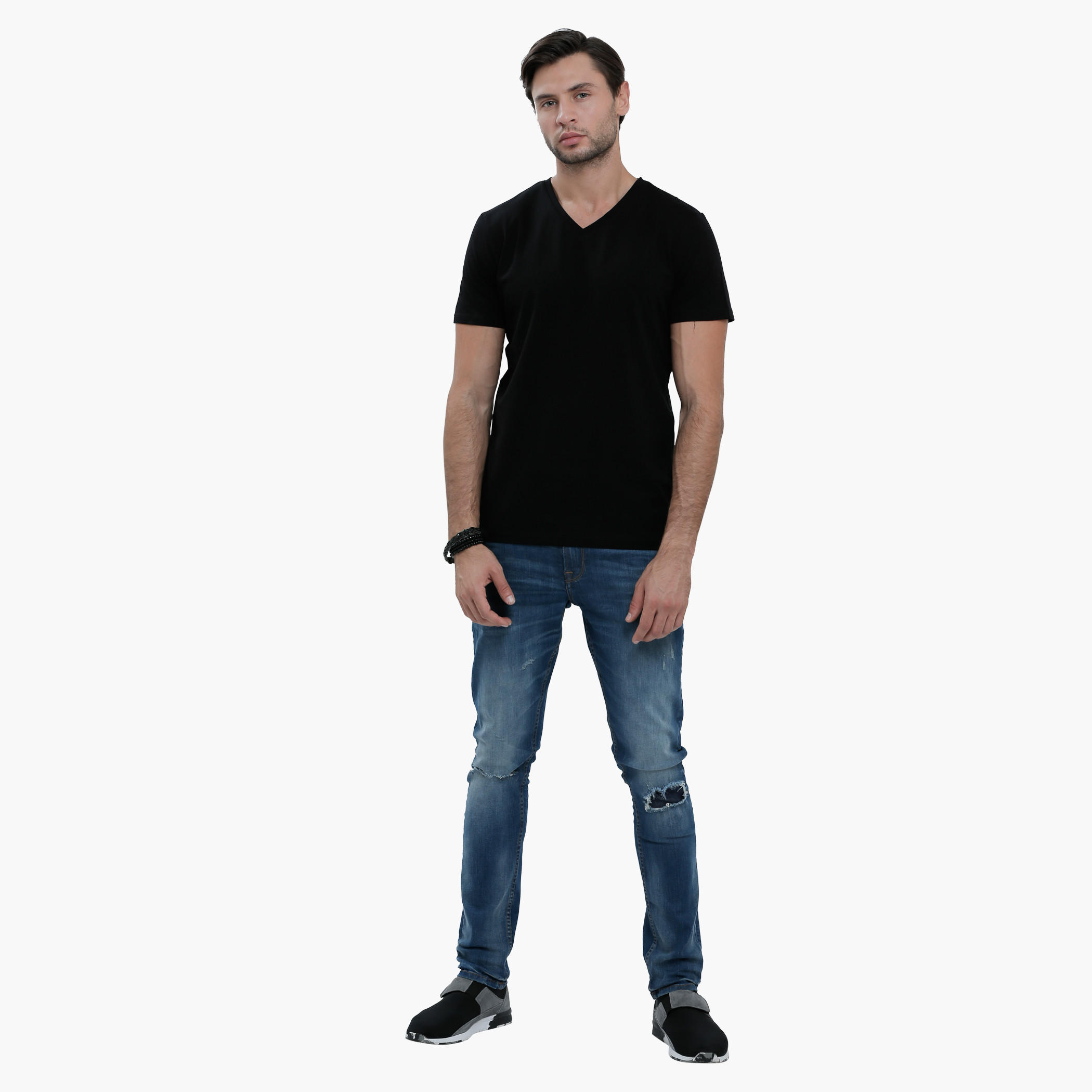V-Neck T-Shirt with Short Sleeves in Slim Fit-men-clothing-tshirtsandpolos-tshirts-image-5