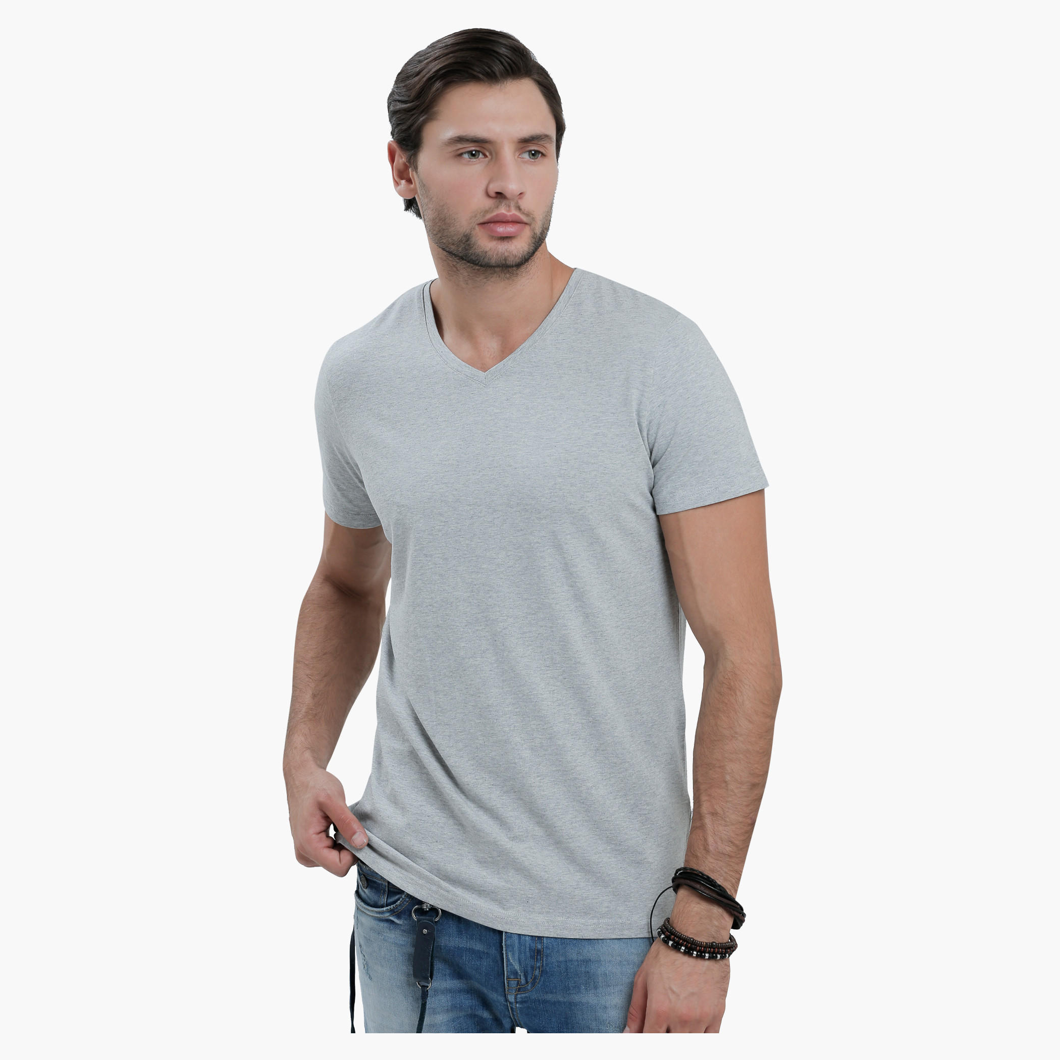 V-Neck T-Shirt with Short Sleeves in Slim Fit-men-clothing-tshirtsandpolos-tshirts-image-6