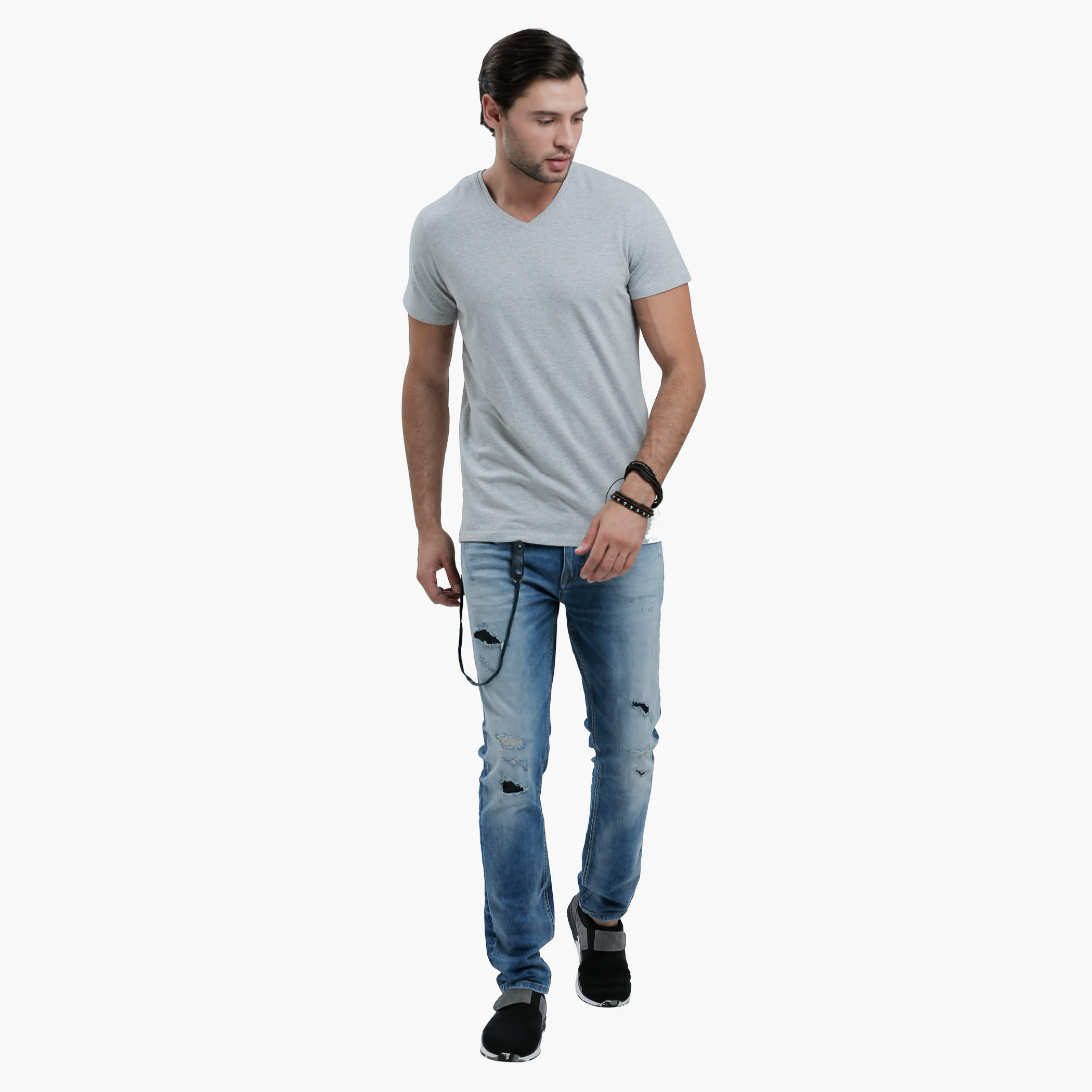 V-Neck T-Shirt with Short Sleeves in Slim Fit-men-clothing-tshirtsandpolos-tshirts-image-10