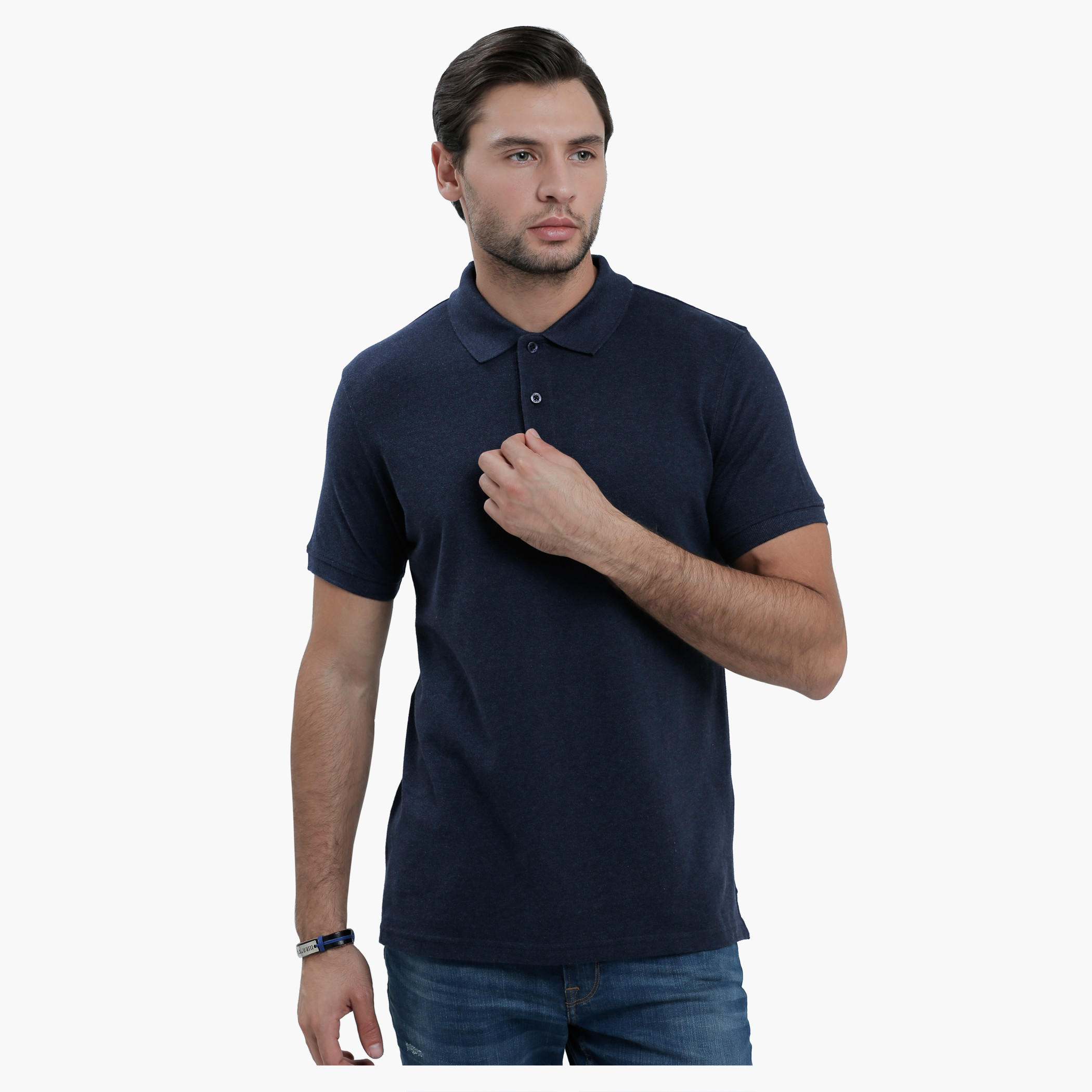 Polo Neck T-Shirt with Short Sleeves in Slim Fit-men-clothing-tshirtsandpolos-polos-image-1