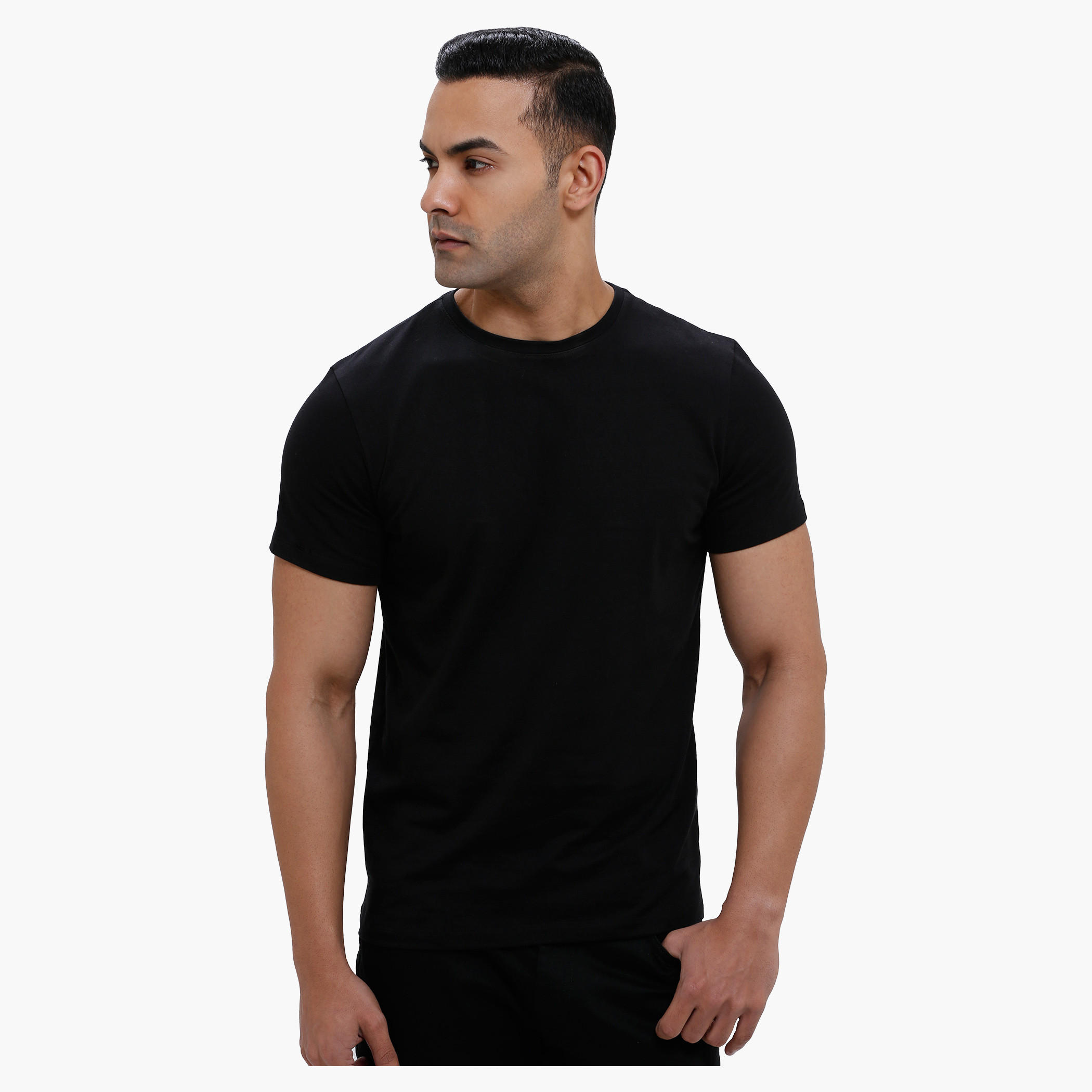 Round Neck T-Shirt with Short Sleeves in Slim Fit-men-clothing-tshirtsandpolos-tshirts-image-1