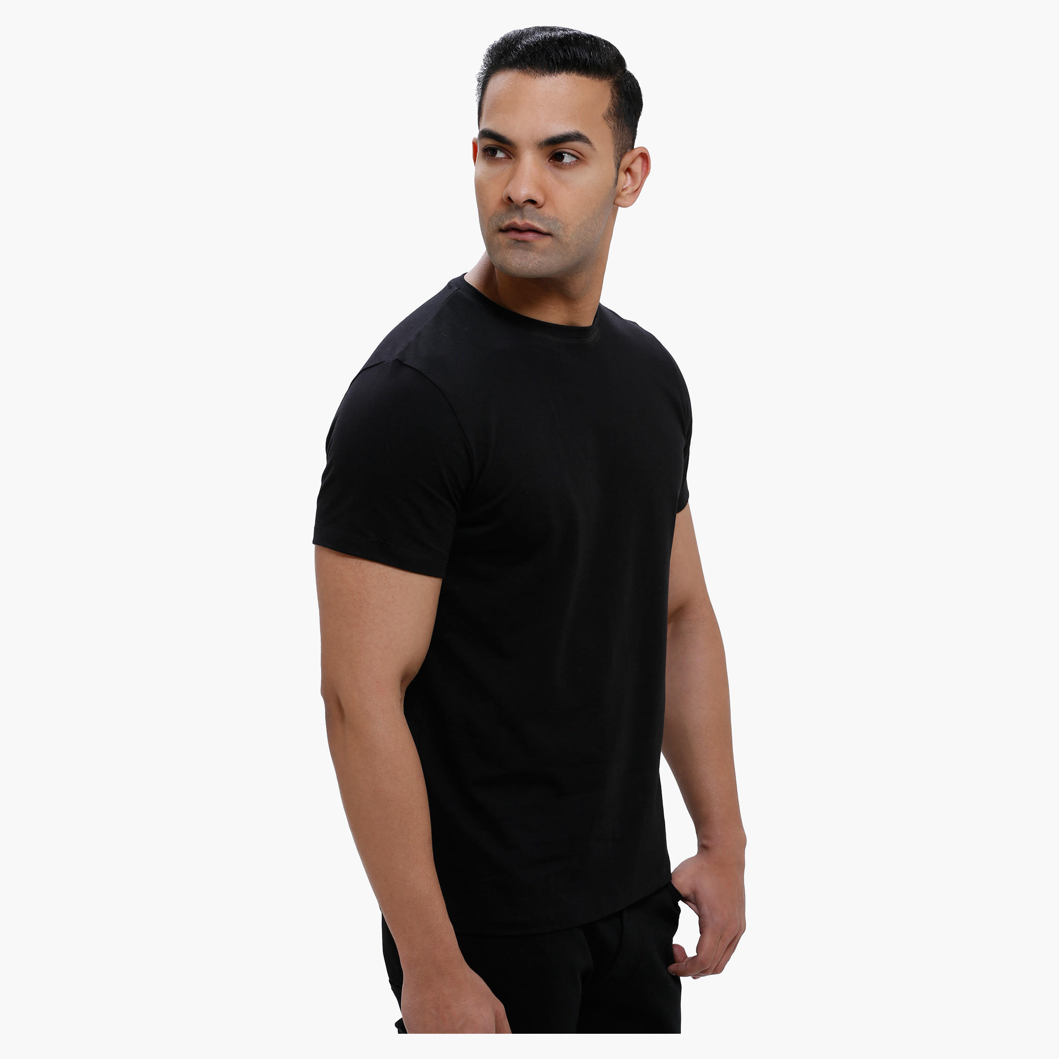 Round Neck T-Shirt with Short Sleeves in Slim Fit-men-clothing-tshirtsandpolos-tshirts-image-3