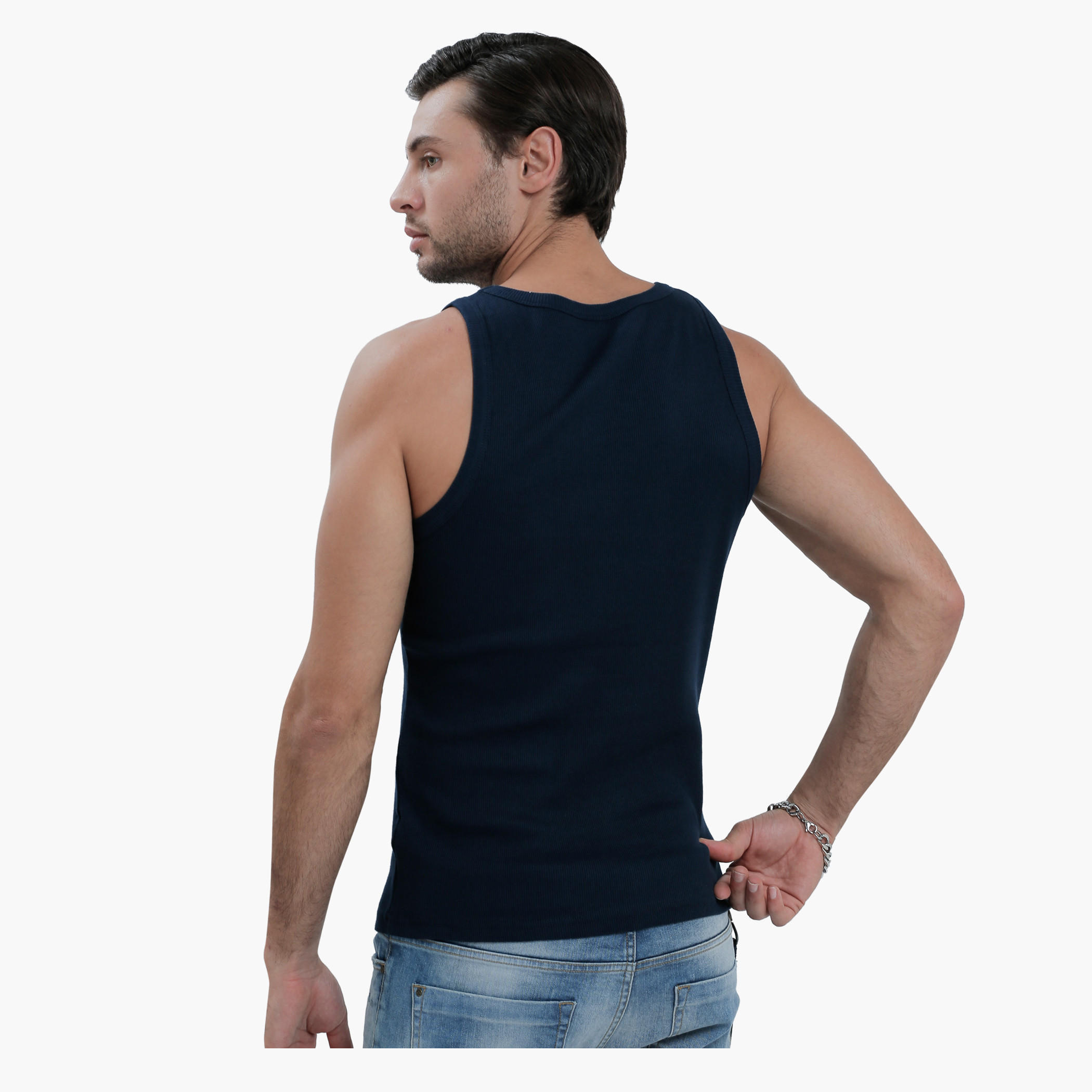 Sleeveless T-Shirt with Round Neck in Slim Fit-men-clothing-tshirtsandpolos-vests-image-2