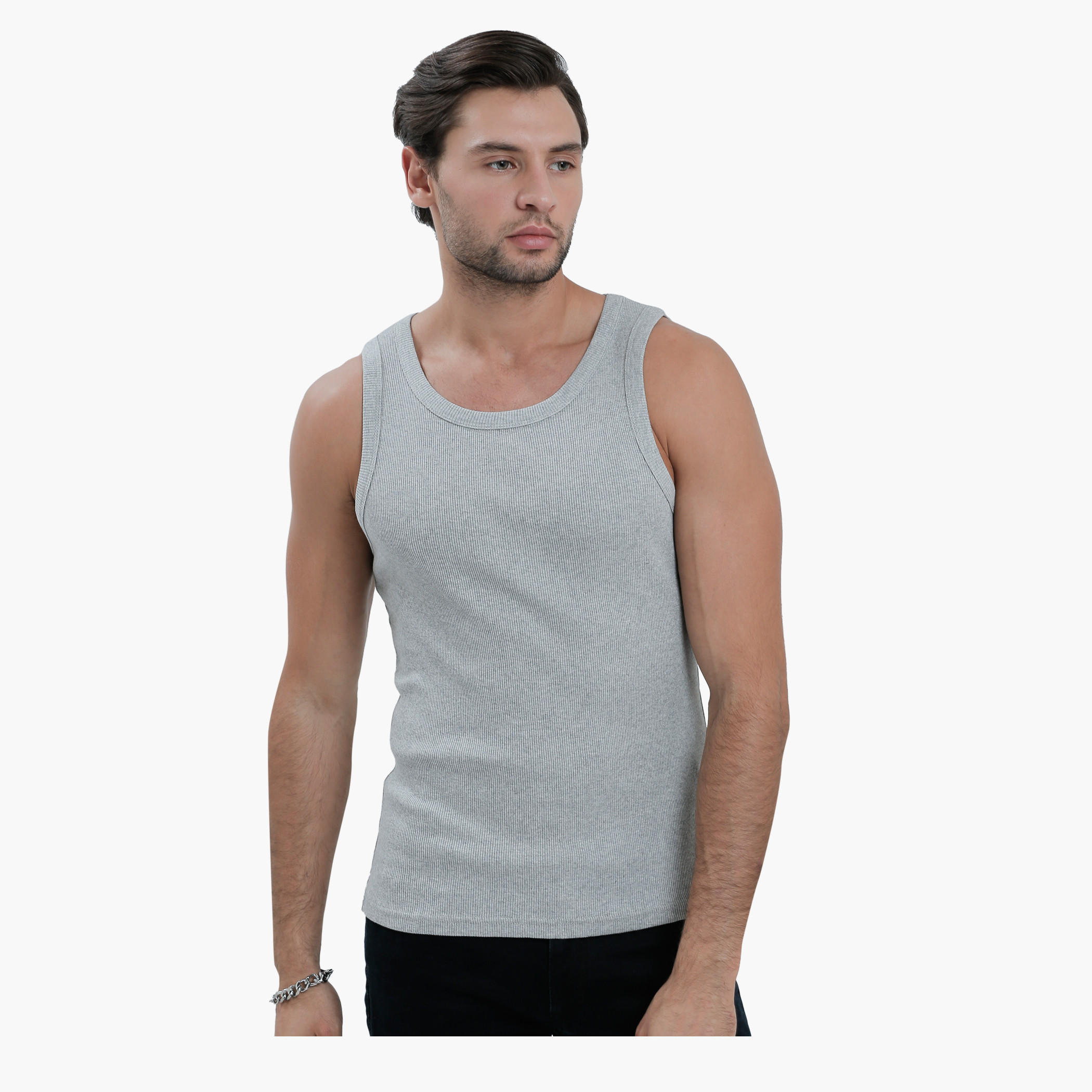 Sleeveless T-Shirt with Round Neck in Slim Fit-men-clothing-tshirtsandpolos-vests-image-6