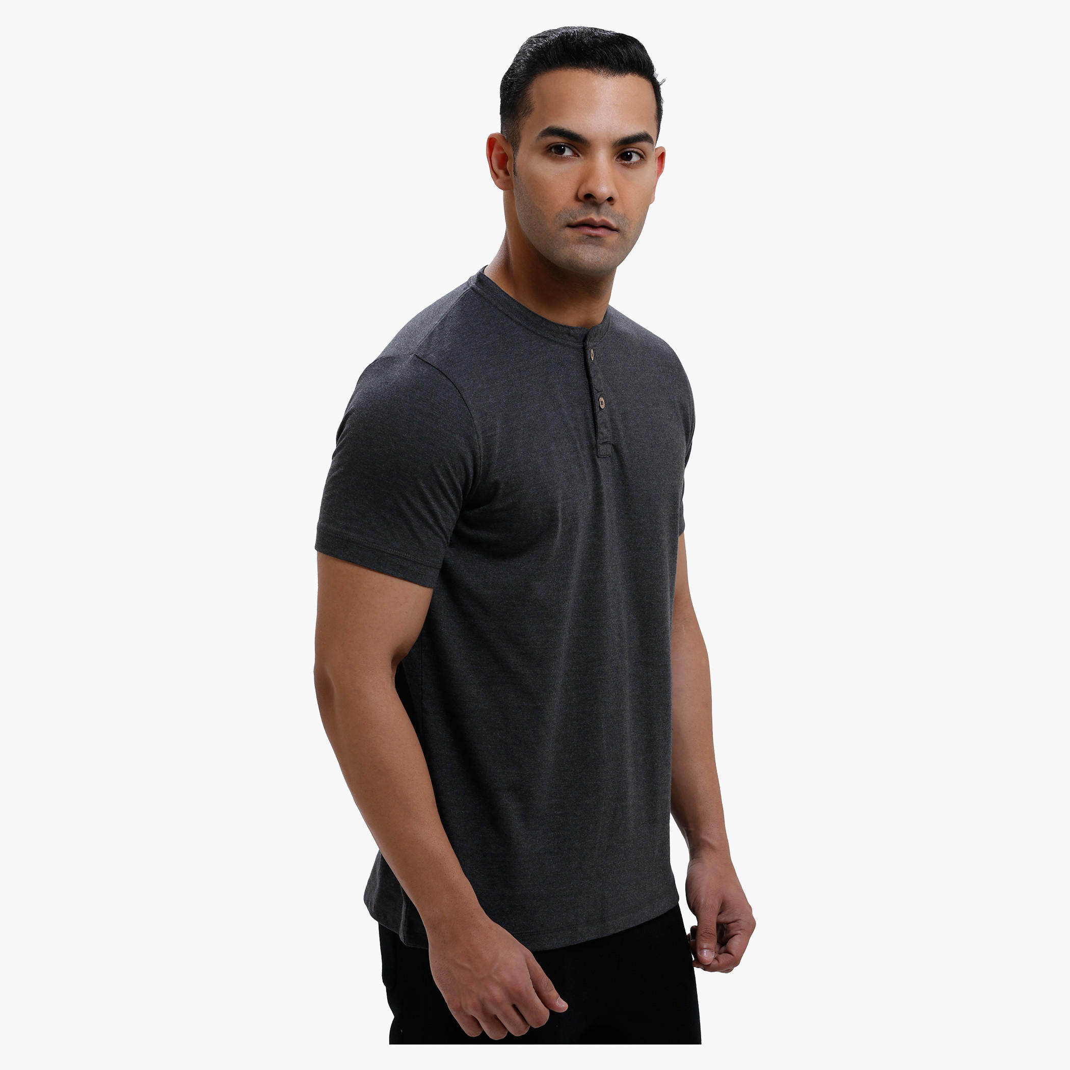 Henley Neck T-Shirt with Short Sleeves in Slim Fit-men-clothing-tshirtsandpolos-tshirts-image-3