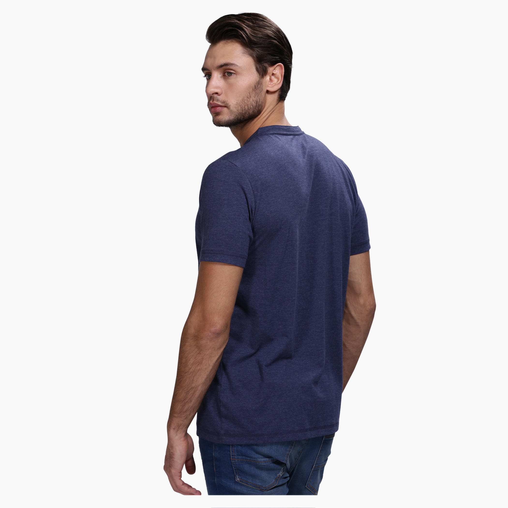 Henley Neck T-Shirt with Short Sleeves in Slim Fit-men-clothing-tshirtsandpolos-tshirts-image-2