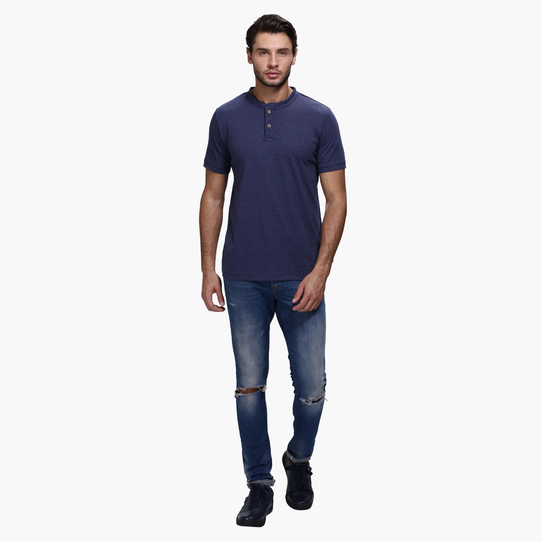 Henley Neck T-Shirt with Short Sleeves in Slim Fit-men-clothing-tshirtsandpolos-tshirts-image-5