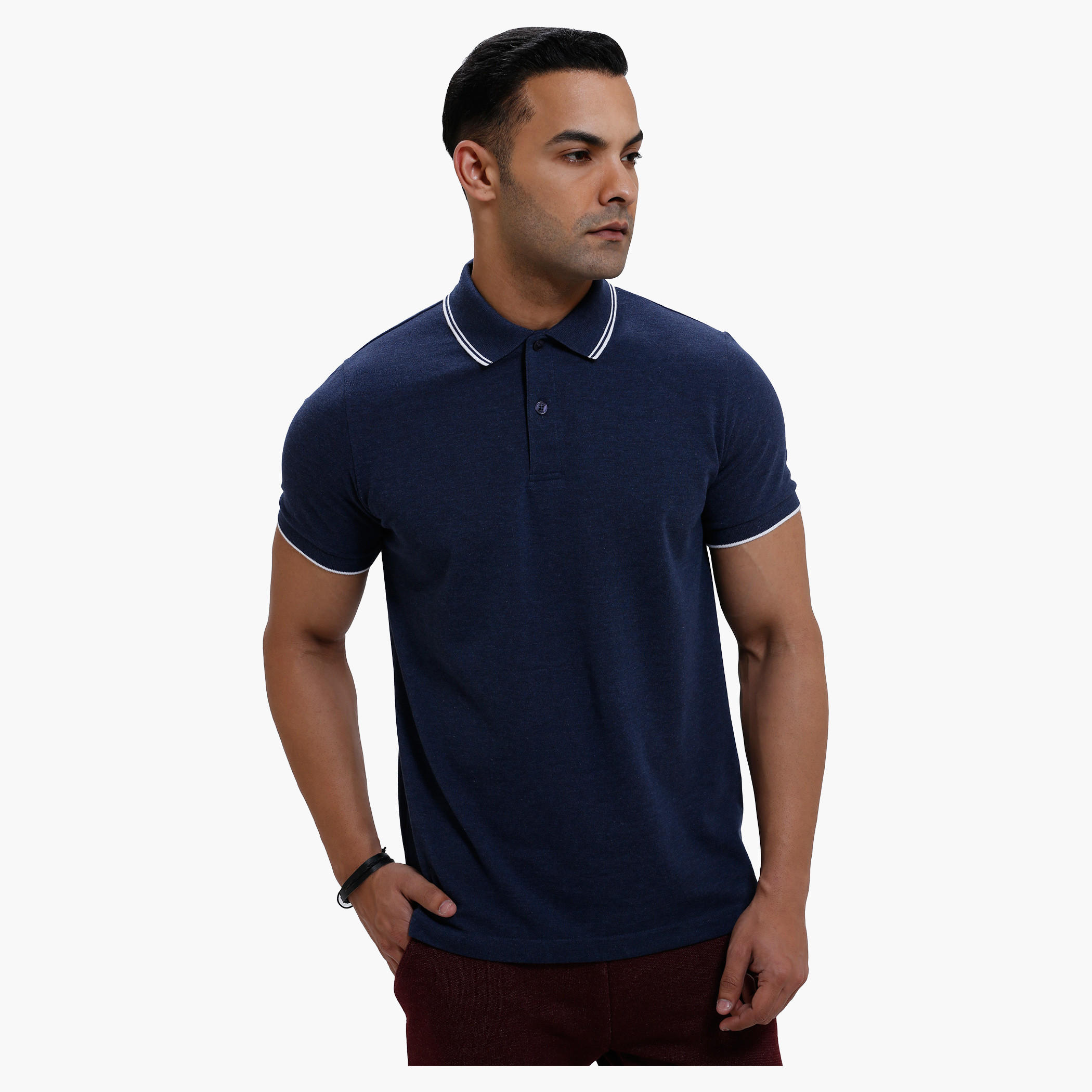 Polo Neck T-Shirt with Short Sleeves in Slim Fit-men-clothing-tshirtsandpolos-polos-image-1