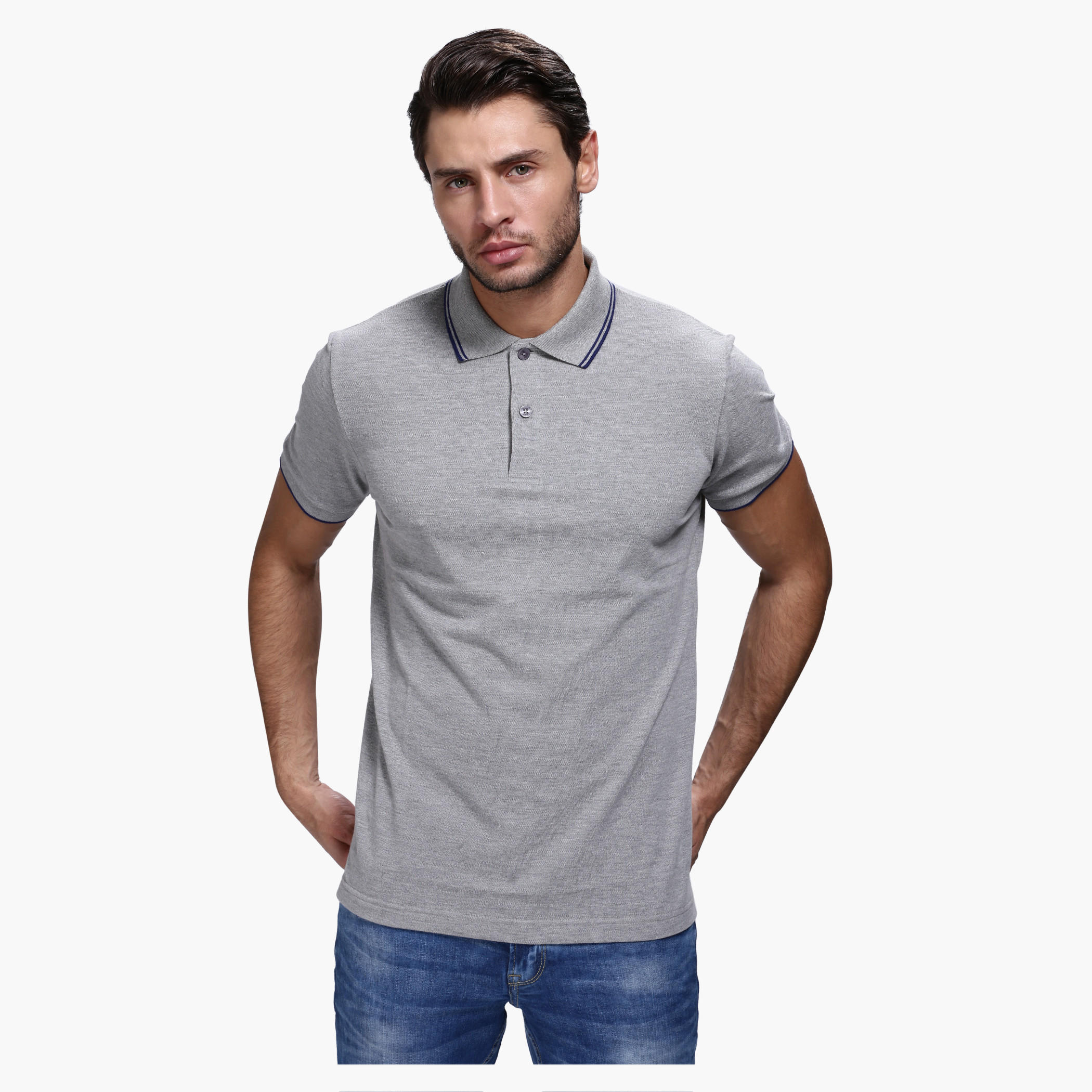 Polo Neck T-Shirt with Short Sleeves-men-clothing-tshirtsandpolos-polos-image-1