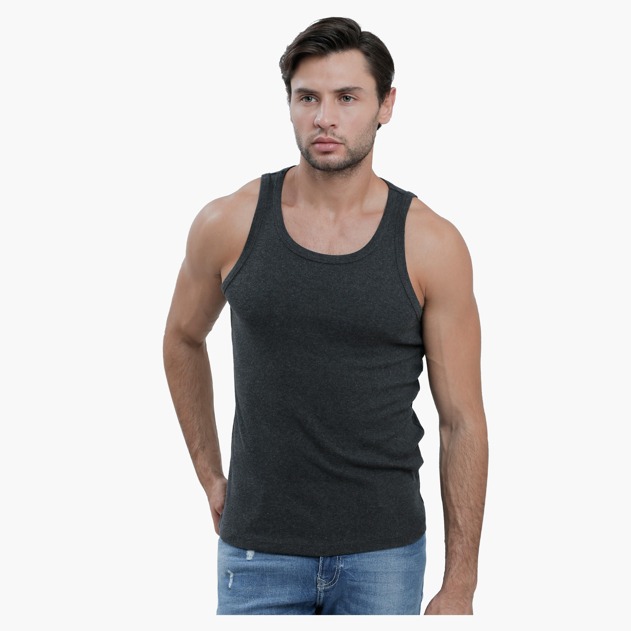Sleeveless T-Shirt with Round Neck in Slim Fit-men-clothing-tshirtsandpolos-vests-image-5