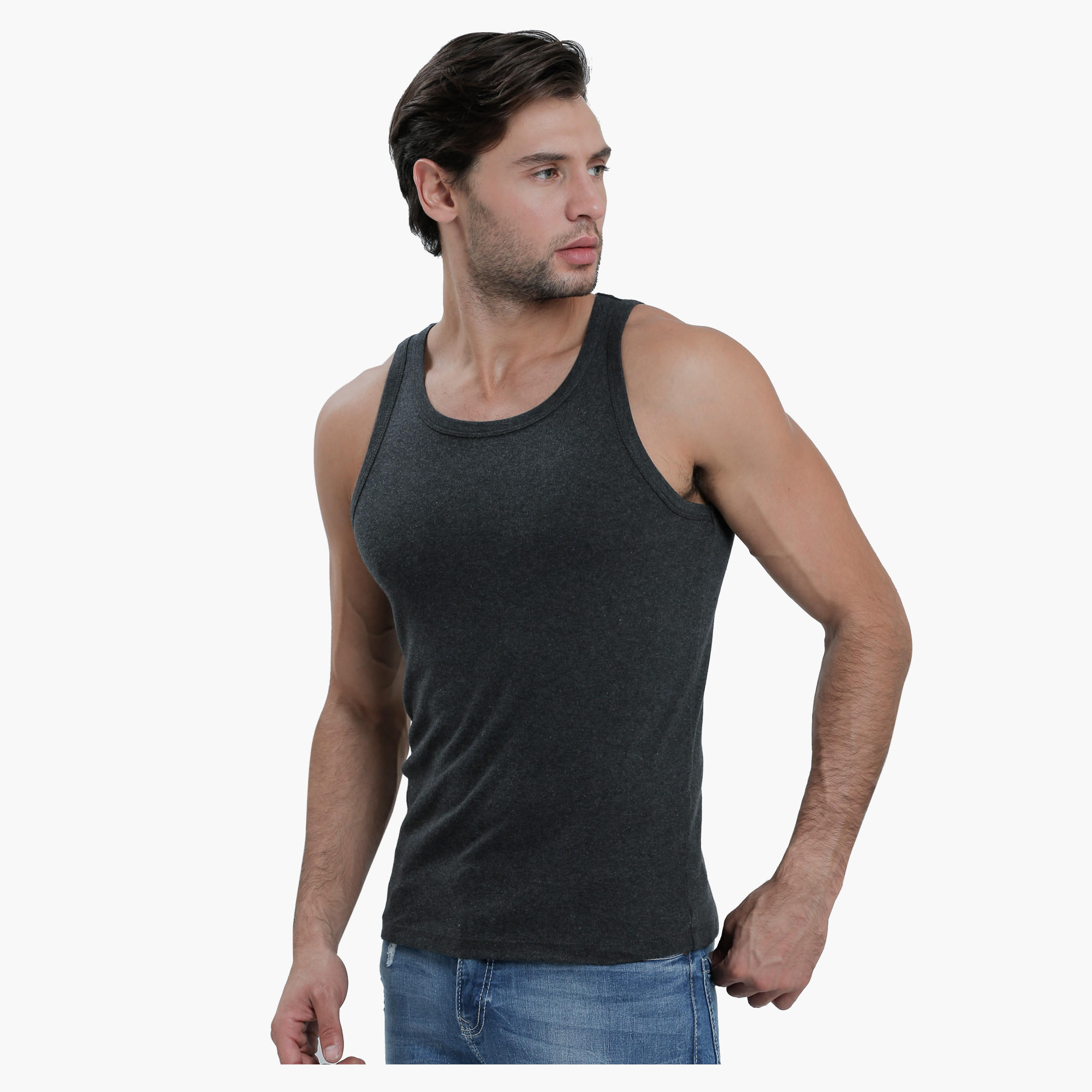 Sleeveless T-Shirt with Round Neck in Slim Fit-men-clothing-tshirtsandpolos-vests-image-3