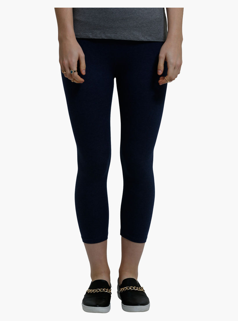 Cropped Leggings with Elasticised Waistband in Slim Fit-women-clothing-bottoms-leggings-image-1