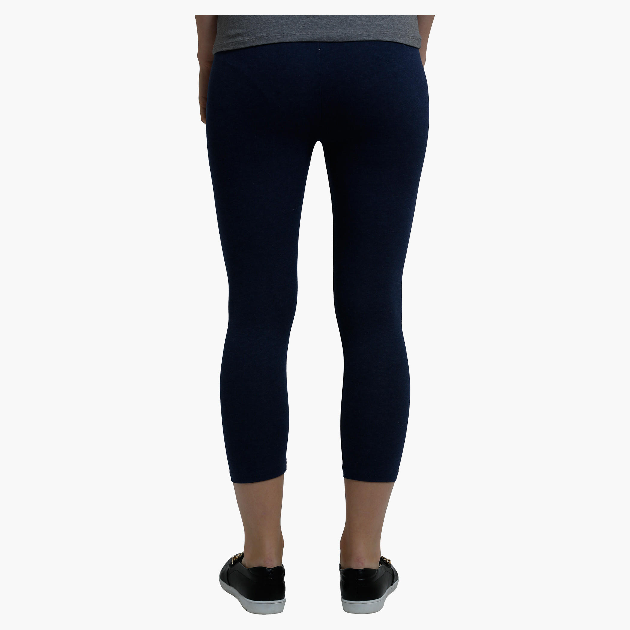 Cropped Leggings with Elasticised Waistband in Slim Fit-women-clothing-bottoms-leggings-image-2