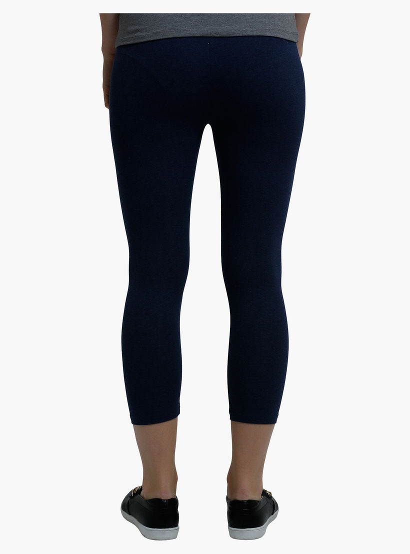Cropped Leggings with Elasticised Waistband in Slim Fit-women-clothing-bottoms-leggings-image-2
