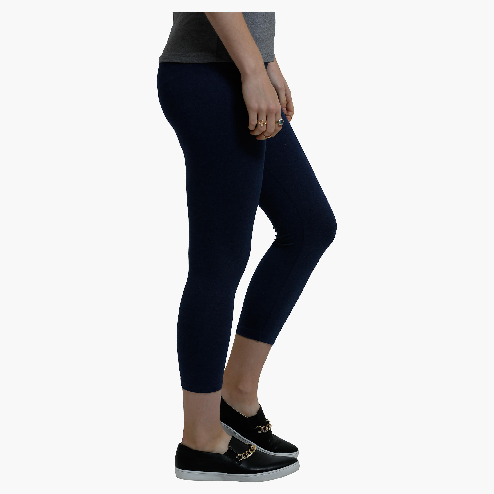 Cropped Leggings with Elasticised Waistband in Slim Fit-women-clothing-bottoms-leggings-image-3