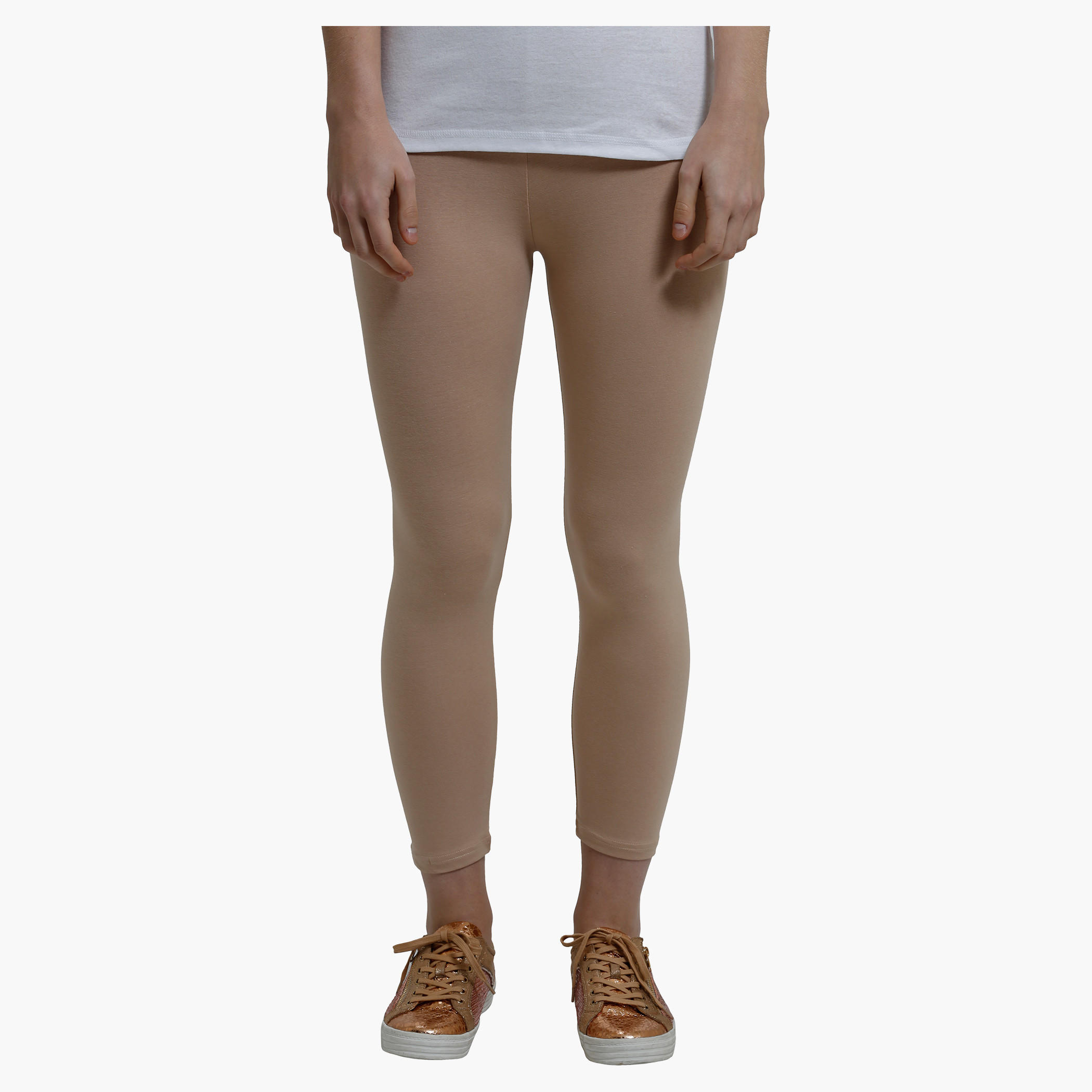 Cropped Leggings with Elasticised Waistband in Slim Fit-women-clothing-bottoms-leggings-image-6