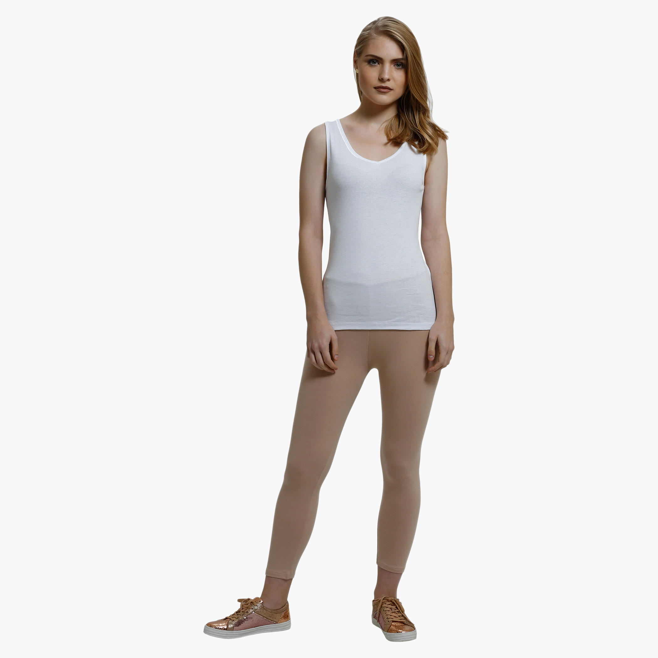 Cropped Leggings with Elasticised Waistband in Slim Fit-women-clothing-bottoms-leggings-image-10