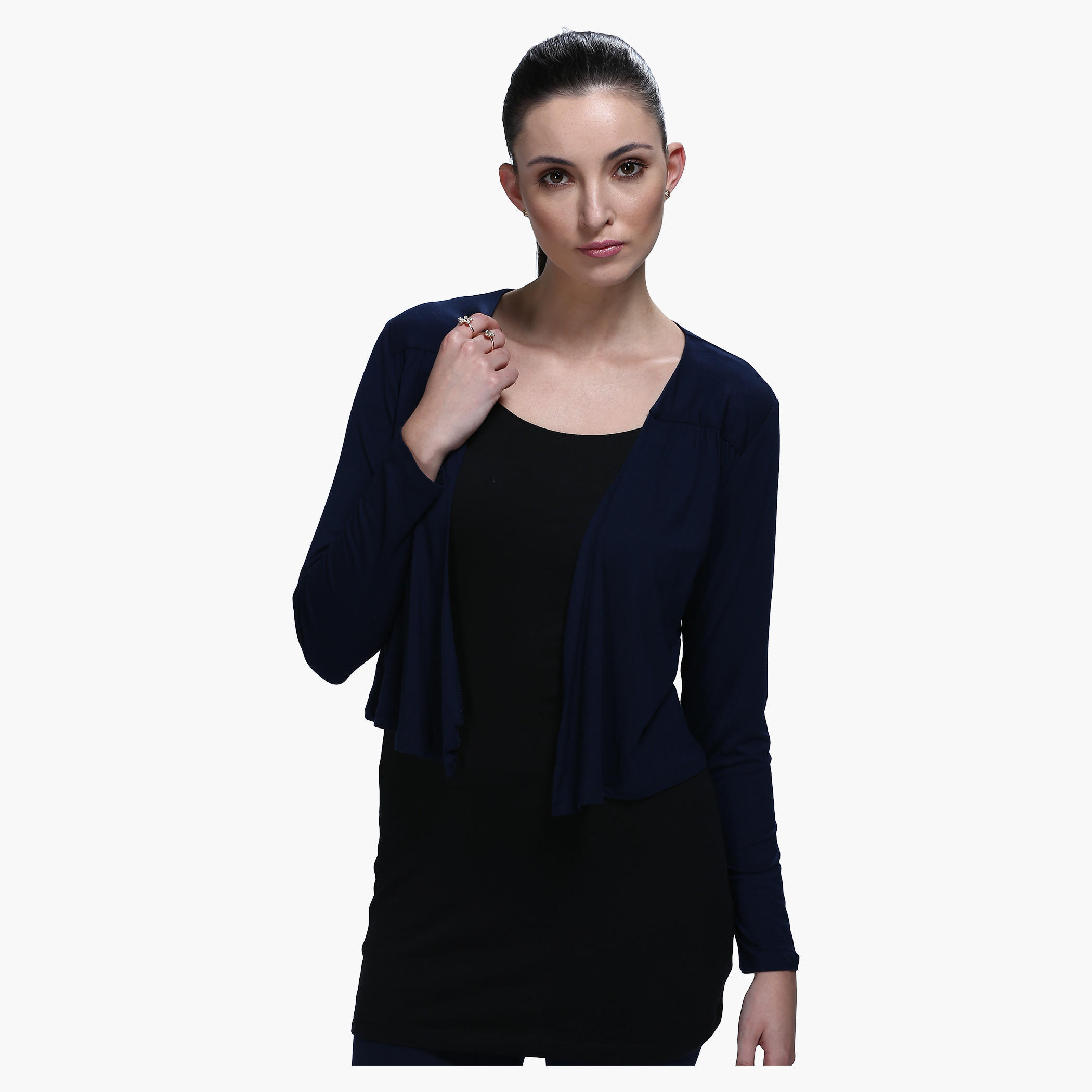 Long Sleeves Bolero Jacket with Pleats-women-winterwear-cardigansandjumpers-cardigans-image-1