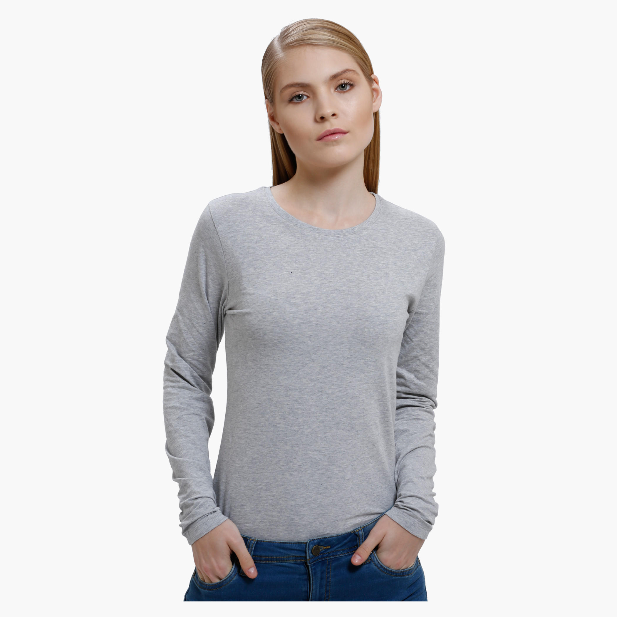 Melange Long Sleeves Round Neck T-Shirt-women-clothing-tshirts-image-5