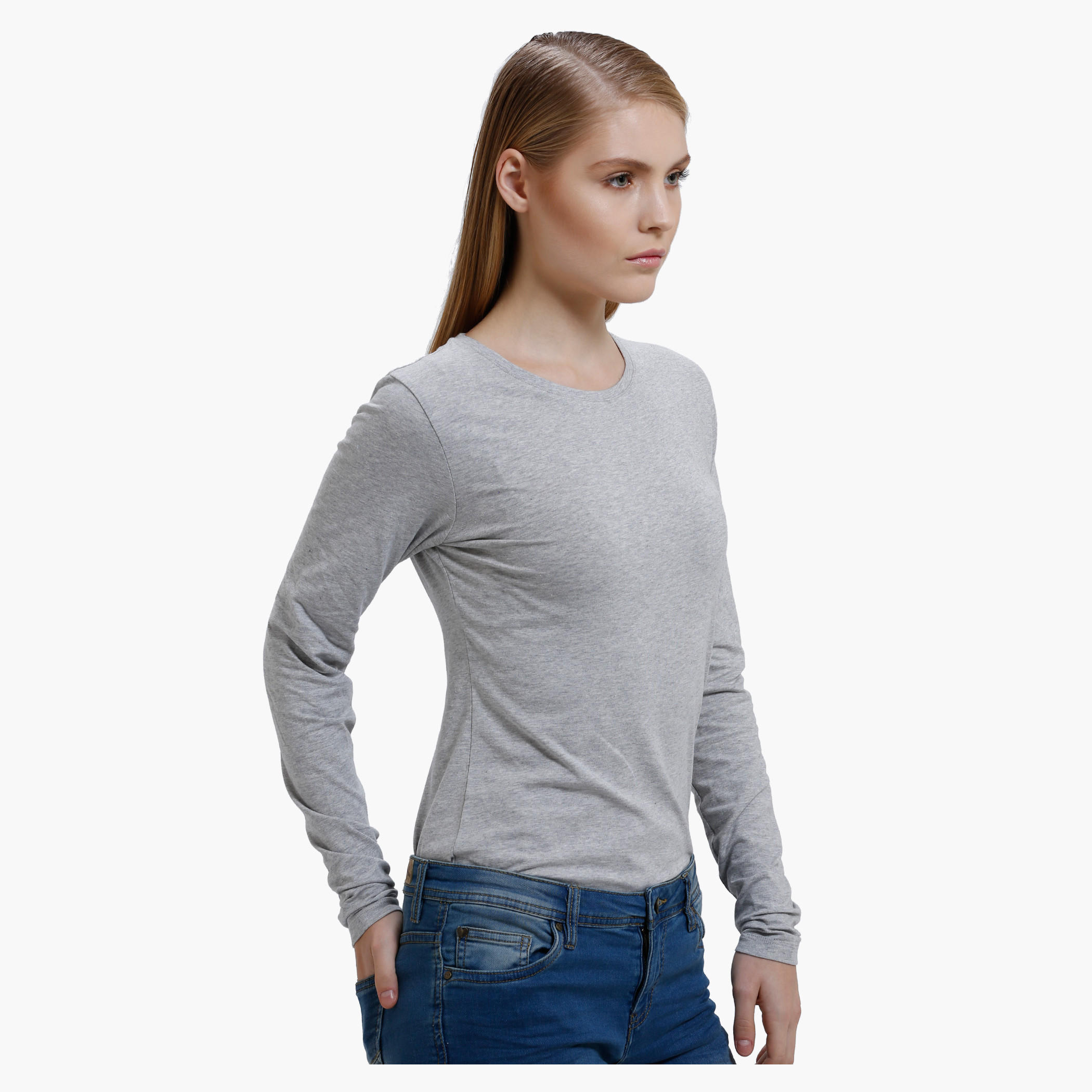 Melange Long Sleeves Round Neck T-Shirt-women-clothing-tshirts-image-3