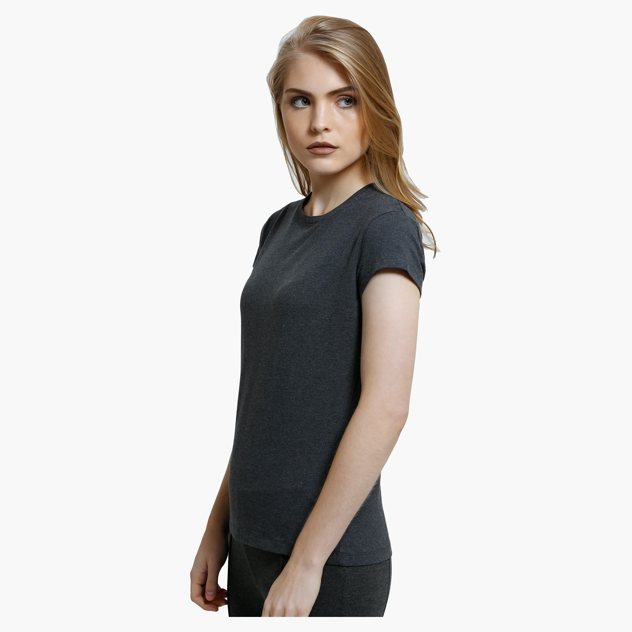 Round Neck T-Shirt with Short Sleeves in Regular Fit-women-clothing-tshirts-image-3
