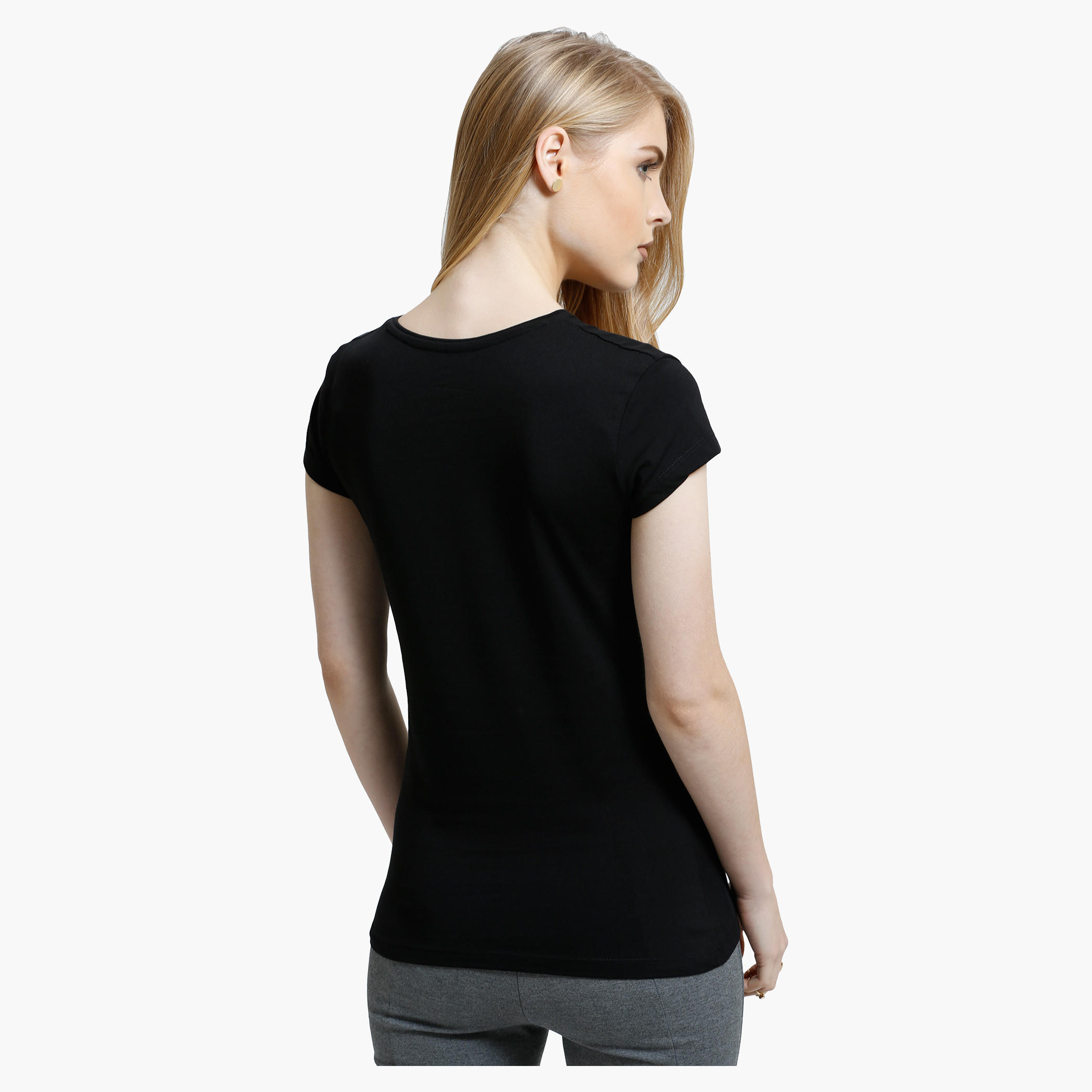 Round Neck T-Shirt with Short Sleeves in Regular Fit-women-clothing-tshirts-image-12