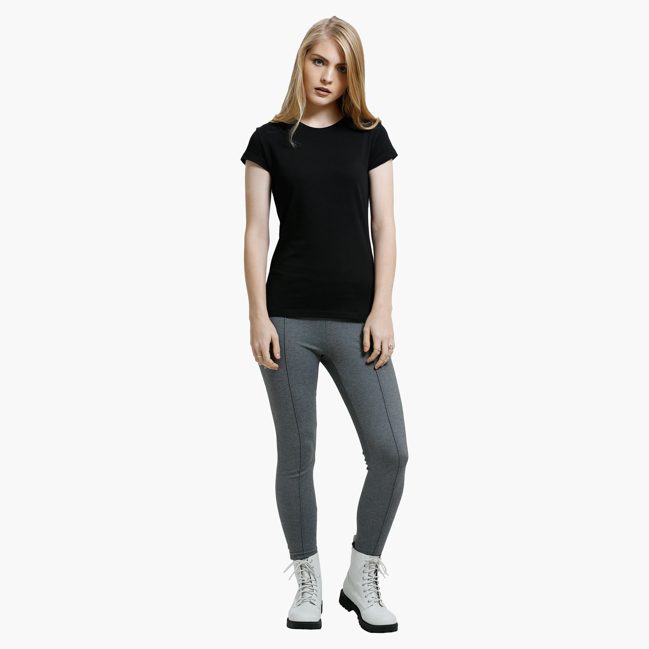 Round Neck T-Shirt with Short Sleeves in Regular Fit-women-clothing-tshirts-image-15