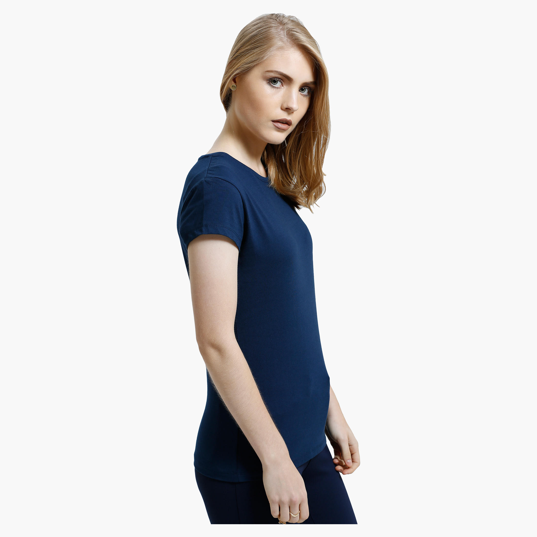 Round Neck T-Shirt with Short Sleeves in Regular Fit-women-clothing-tshirts-image-18