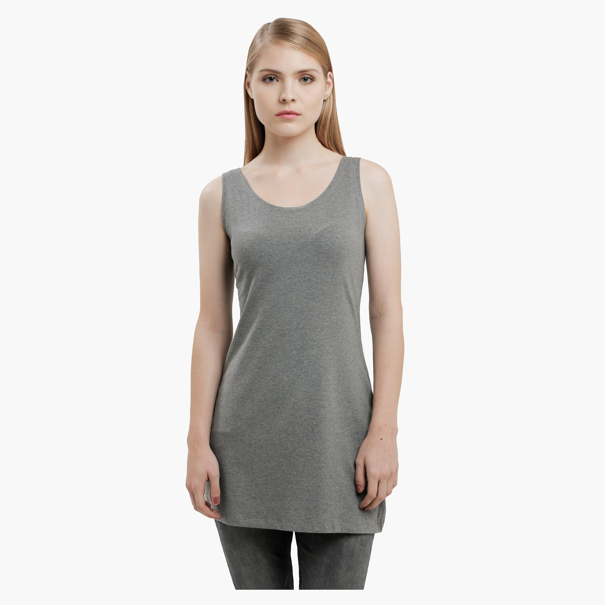 Sleeveless Long Vest with Round Neck-women-clothing-tshirts-image-1