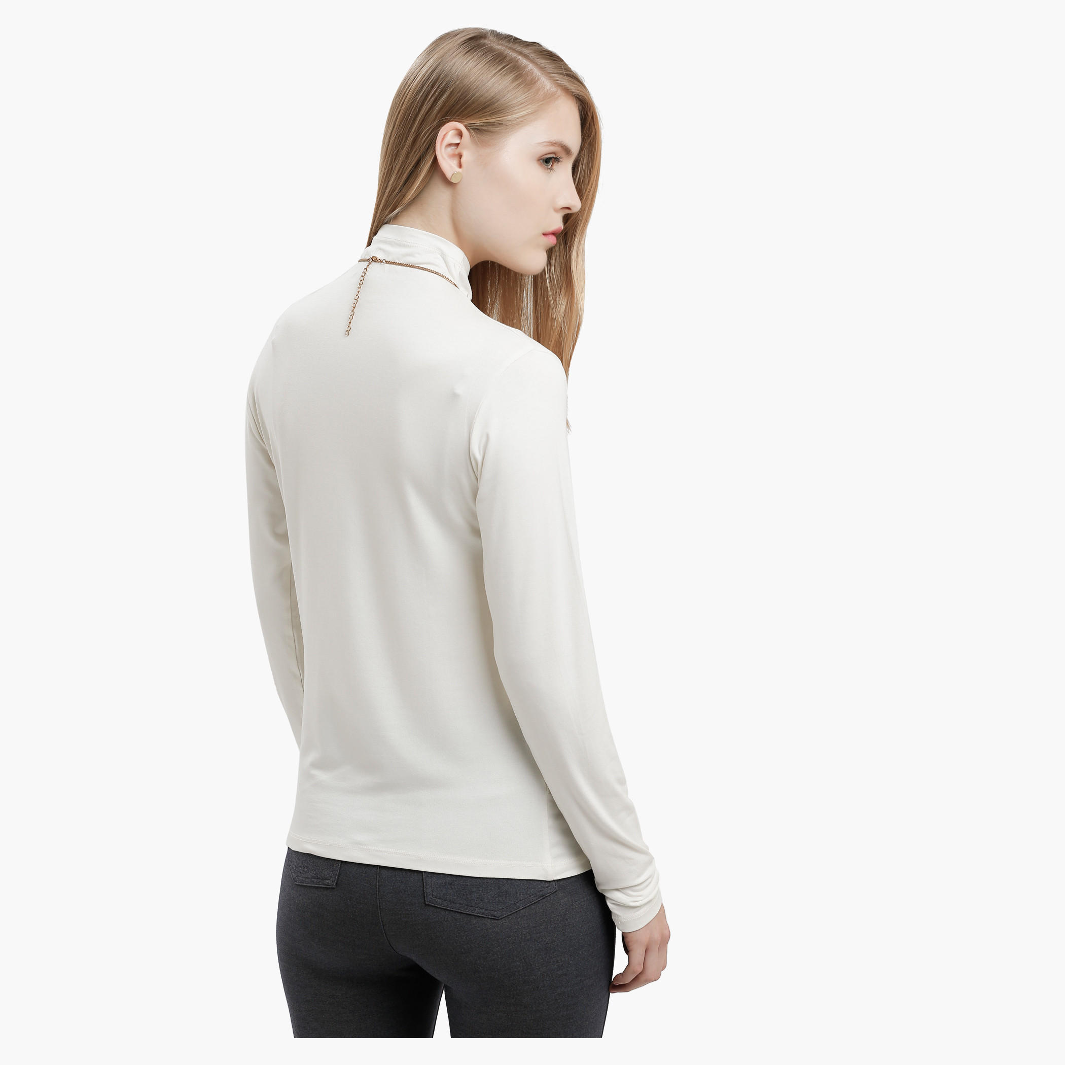 Long Sleeves Top with Mock Turtleneck-women-clothing-tshirts-image-2
