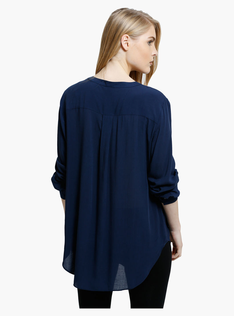 V-Neck Top with Long Sleeves-women-clothing-shirtsandblouses-blouses-image-2