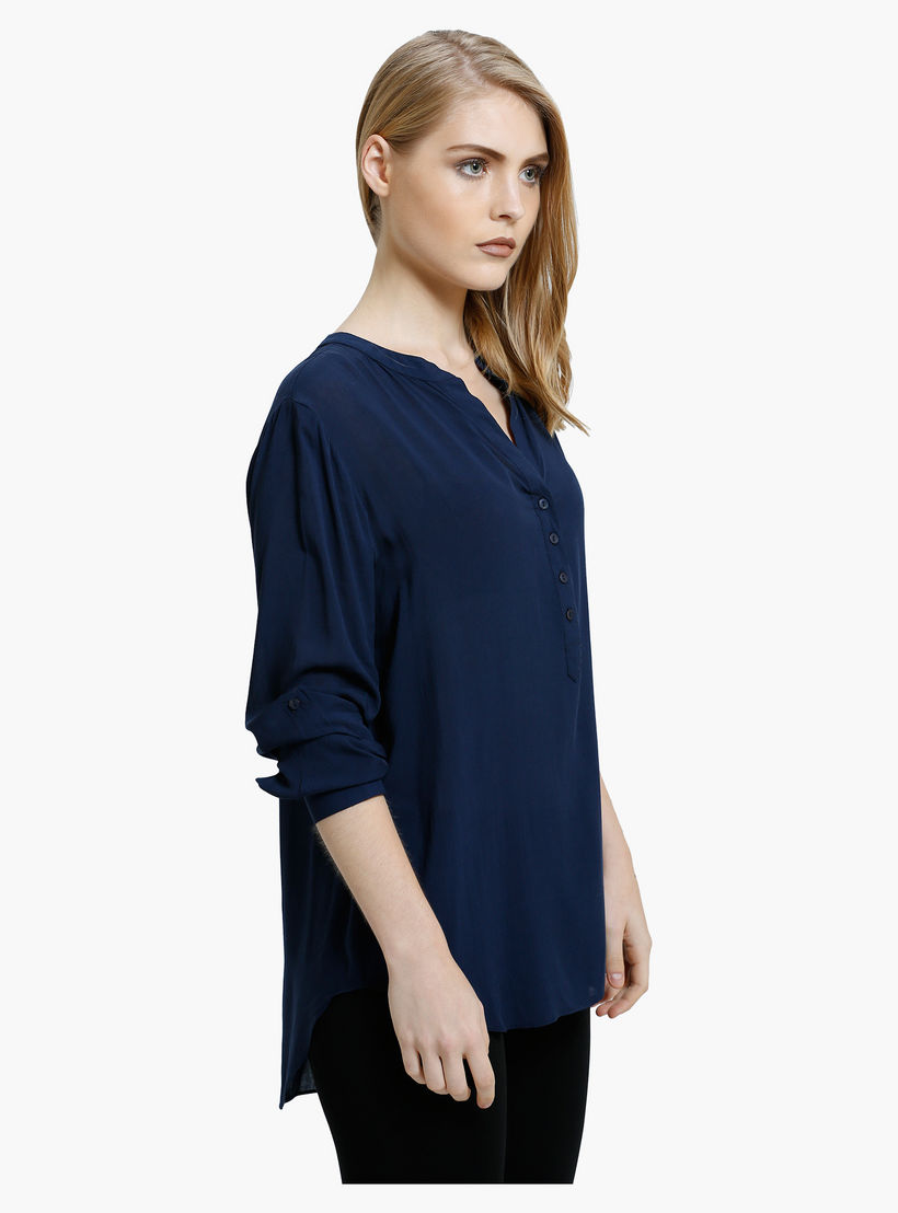 V-Neck Top with Long Sleeves-women-clothing-shirtsandblouses-blouses-image-3