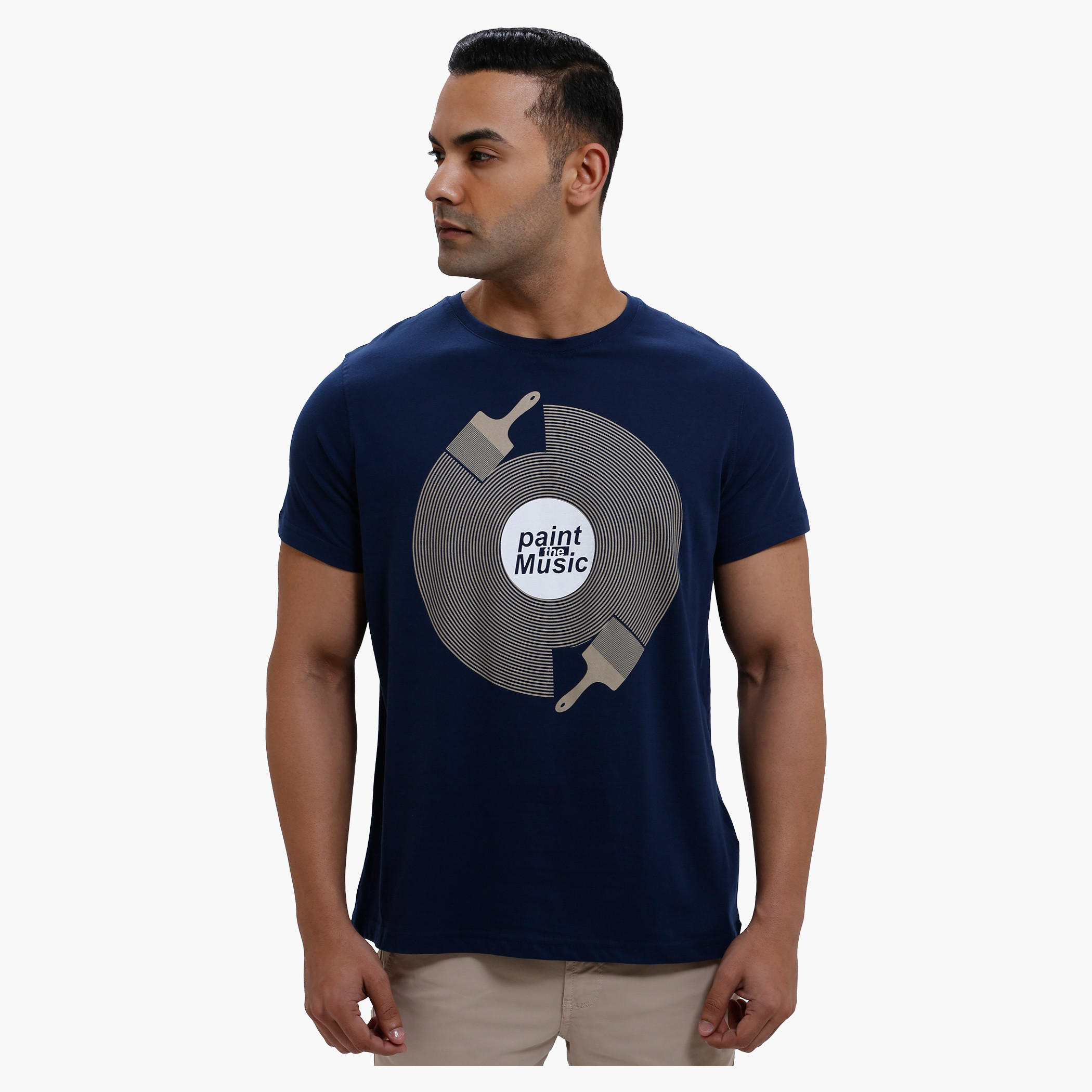 Printed Round Neck T-Shirt with Short Sleeves in Slim Fit-men-clothing-tshirtsandpolos-tshirts-image-1