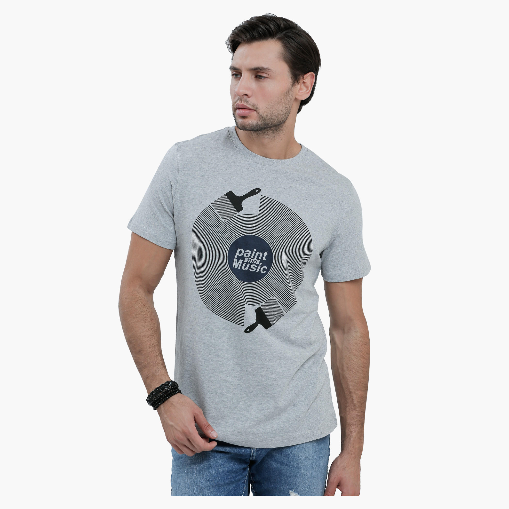 Printed Round Neck T-Shirt with Short Sleeves in Slim Fit-men-clothing-tshirtsandpolos-tshirts-image-1