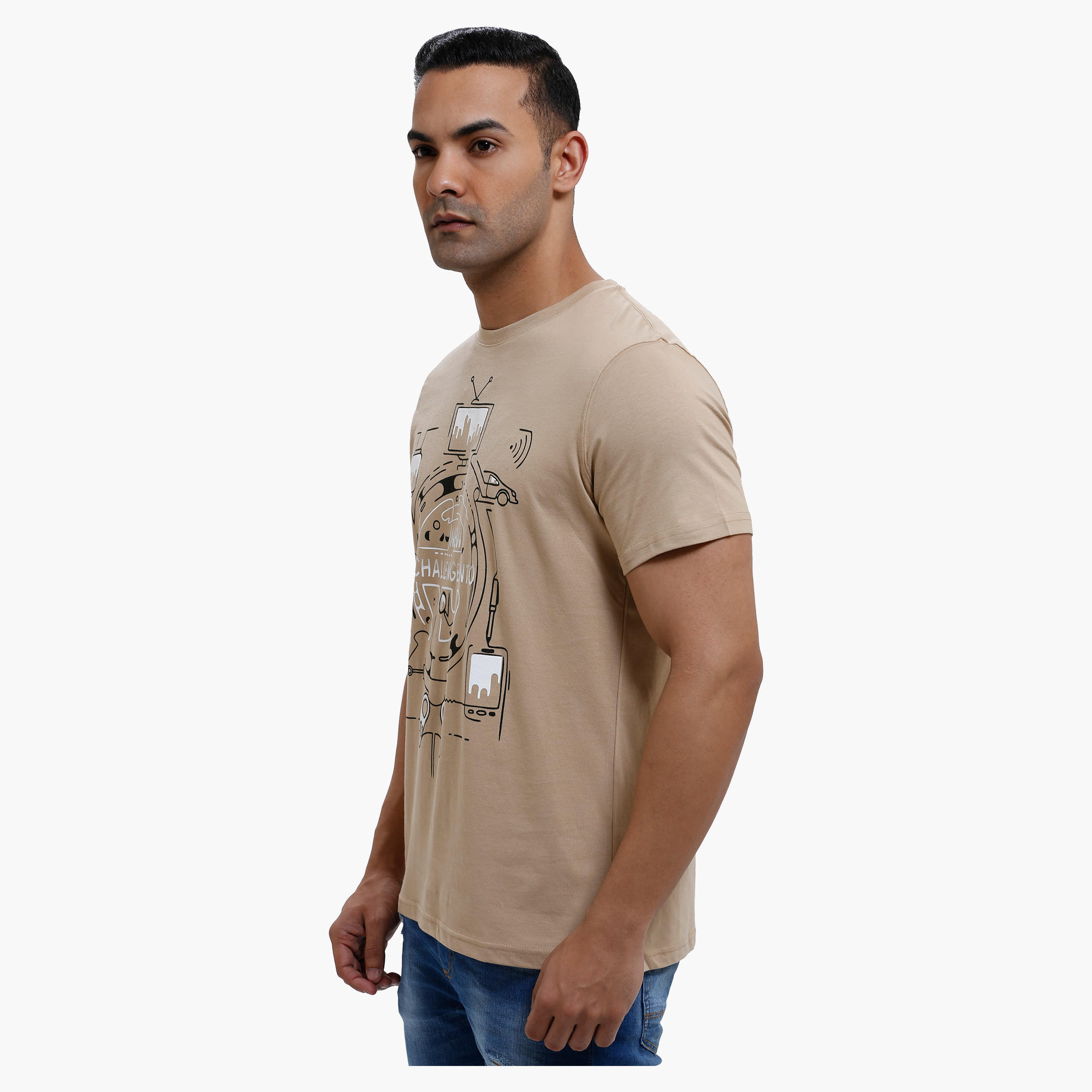 Printed Round Neck T-Shirt with Short Sleeves in Slim Fit-men-clothing-tshirtsandpolos-tshirts-image-3