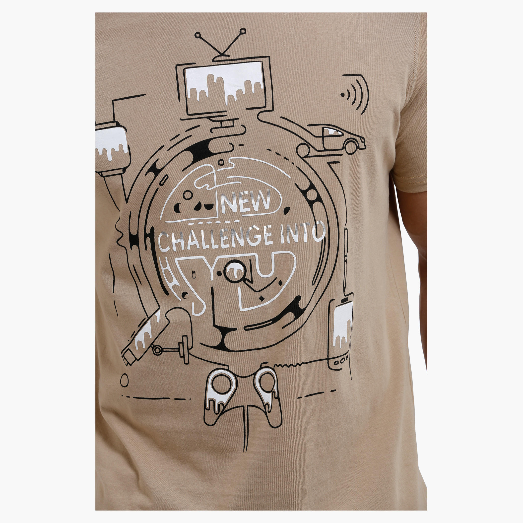 Printed Round Neck T-Shirt with Short Sleeves in Slim Fit-men-clothing-tshirtsandpolos-tshirts-image-4