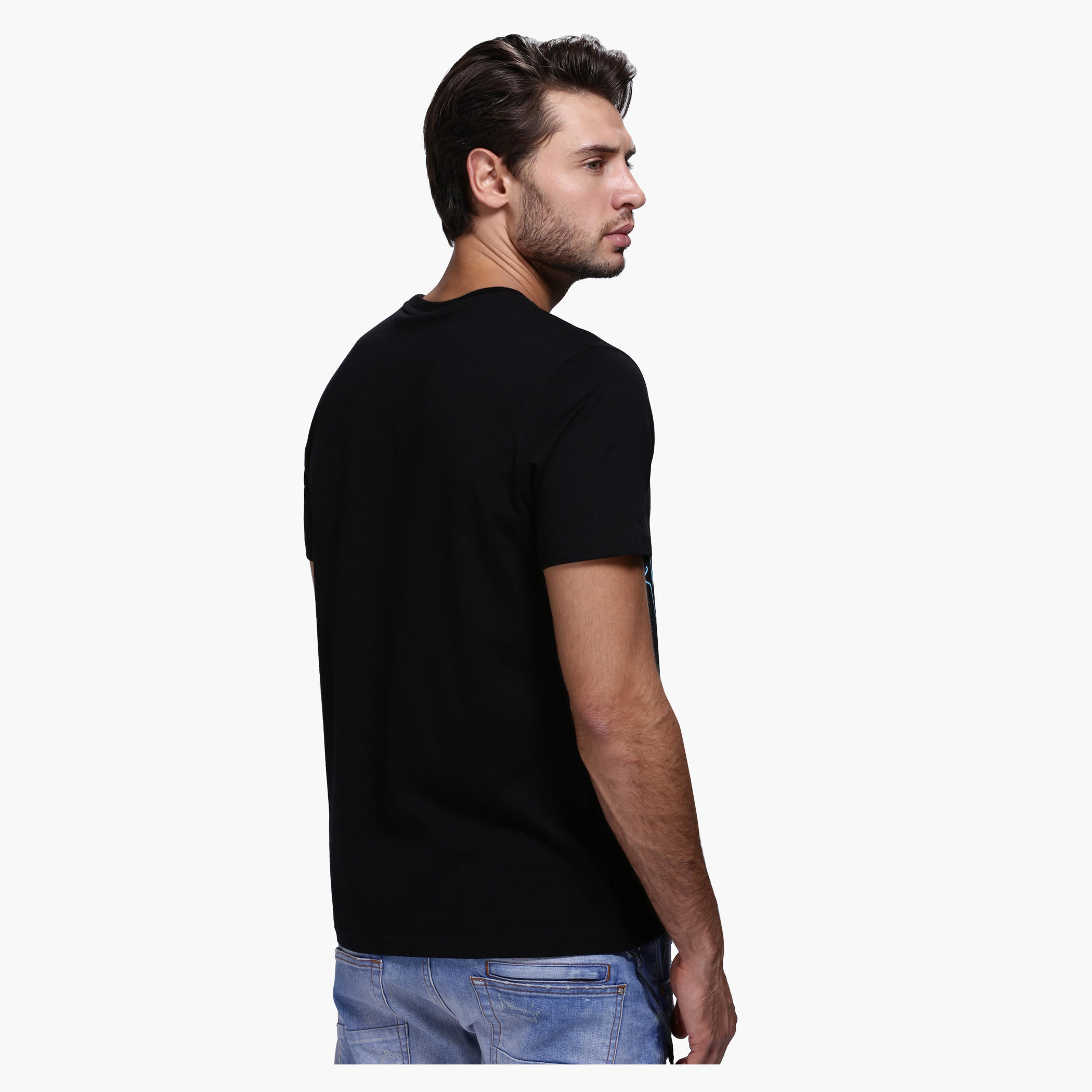 Graphic Print Round Neck T-Shirt with Short Sleeves-men-clothing-tshirtsandpolos-tshirts-image-2