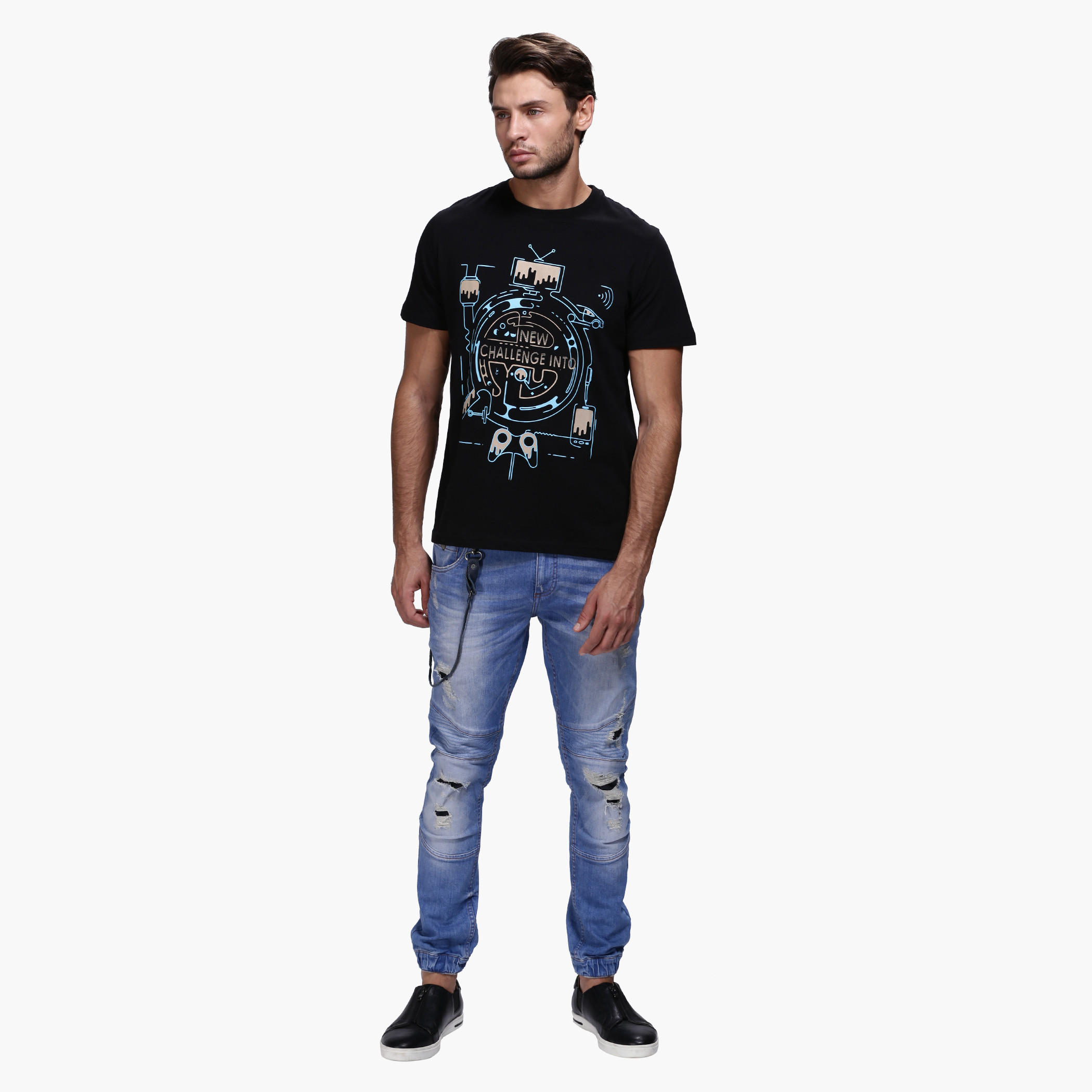 Graphic Print Round Neck T-Shirt with Short Sleeves-men-clothing-tshirtsandpolos-tshirts-image-5