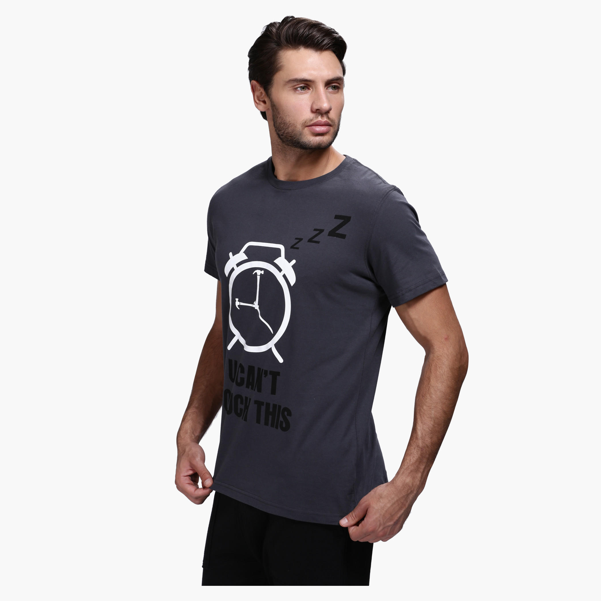Graphic Print Round Neck T-Shirt with Short Sleeves-men-clothing-tshirtsandpolos-tshirts-image-3