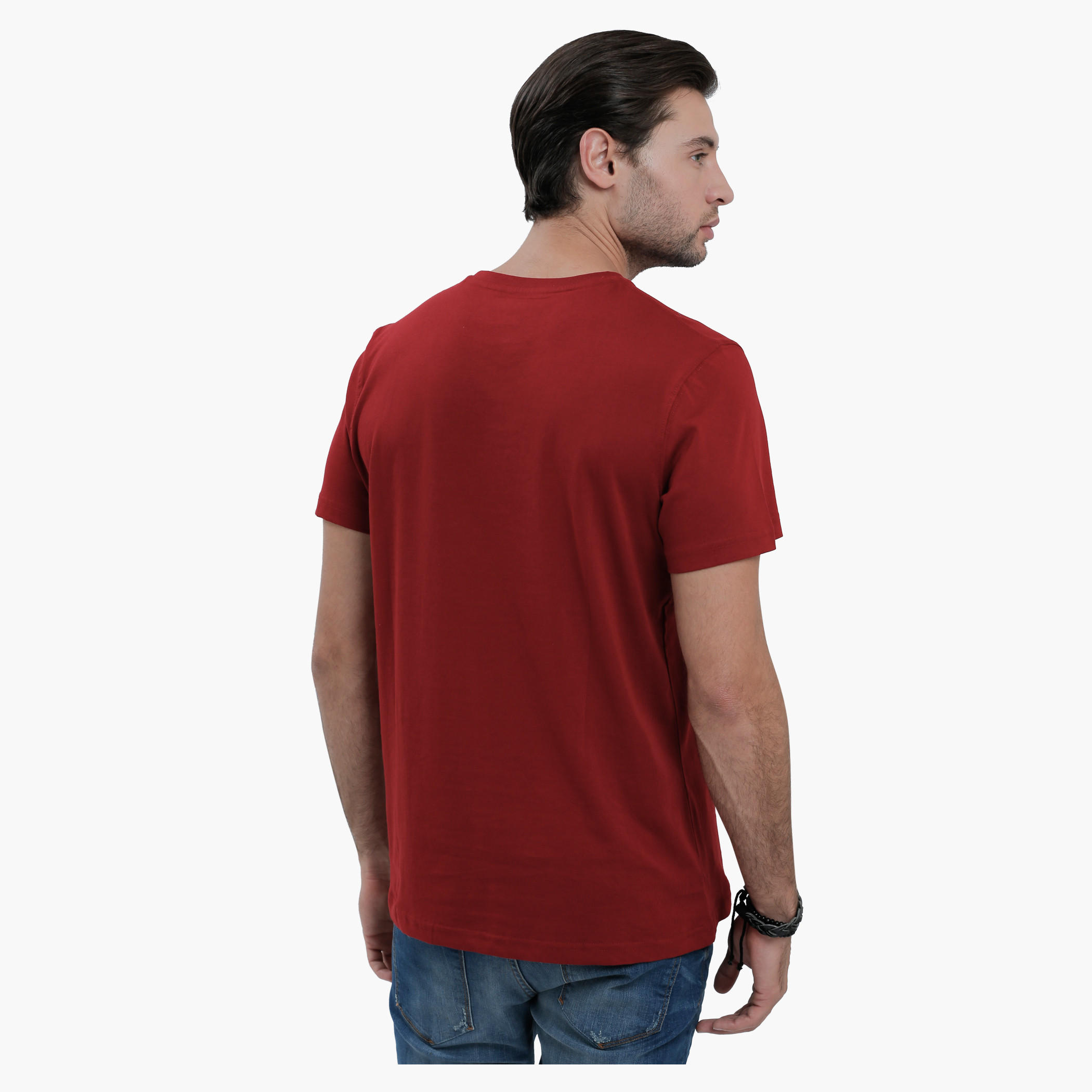 Printed Round Neck T-Shirt with Short Sleeves in Slim Fit-men-clothing-tshirtsandpolos-tshirts-image-2