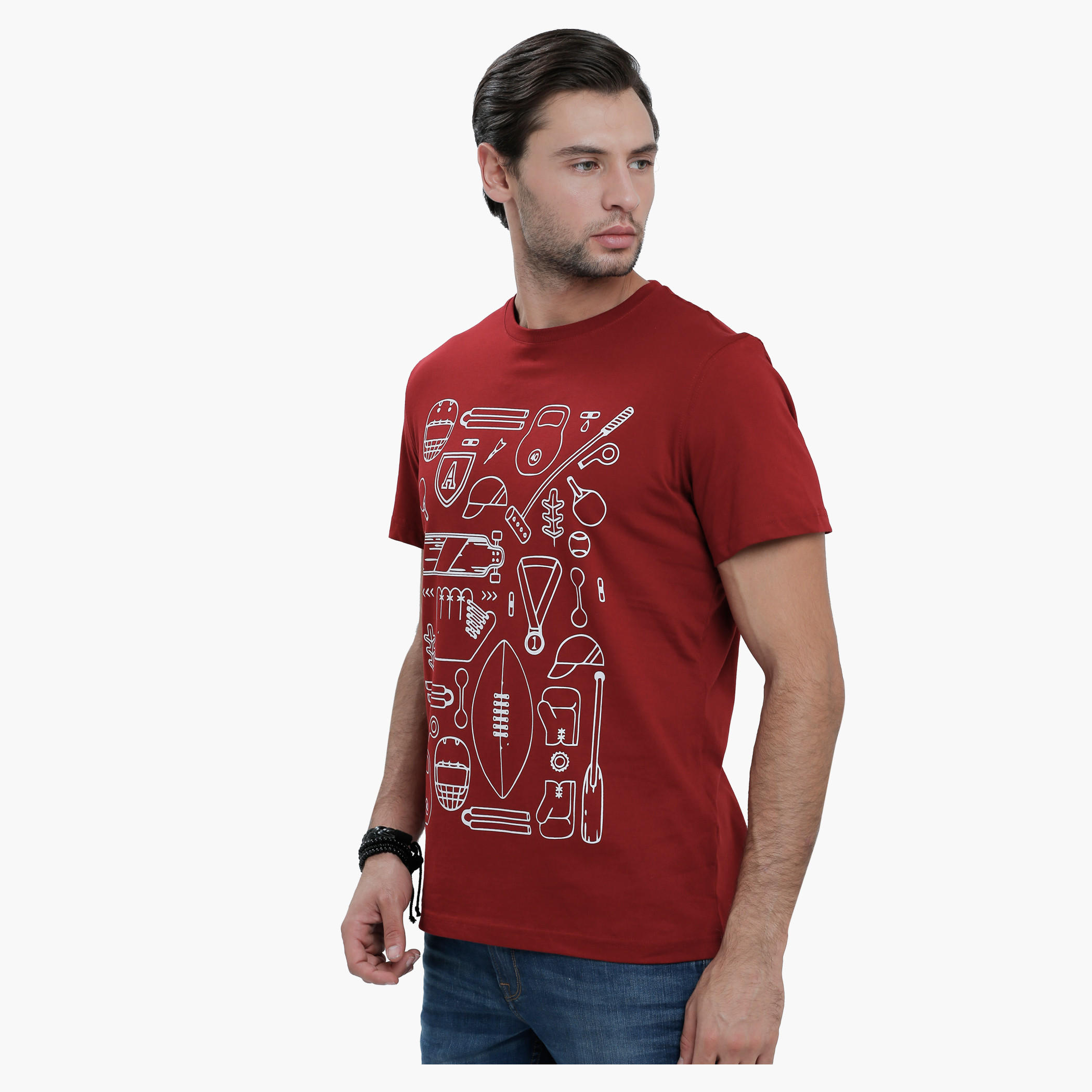 Printed Round Neck T-Shirt with Short Sleeves in Slim Fit-men-clothing-tshirtsandpolos-tshirts-image-3