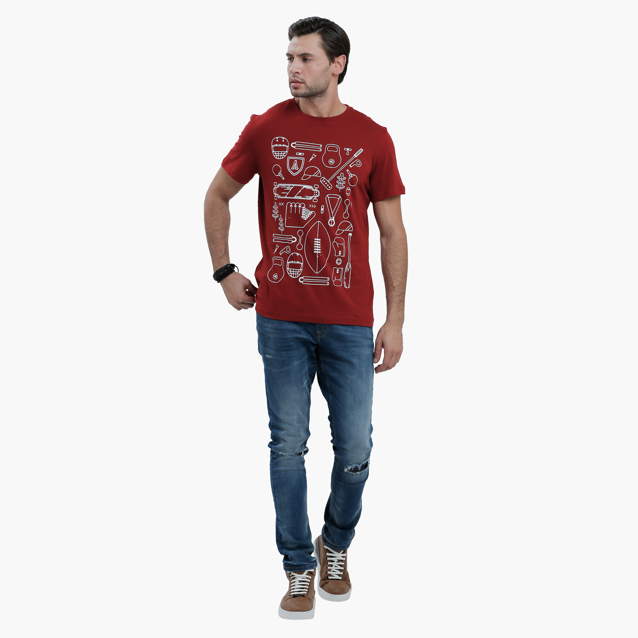 Printed Round Neck T-Shirt with Short Sleeves in Slim Fit-men-clothing-tshirtsandpolos-tshirts-image-5