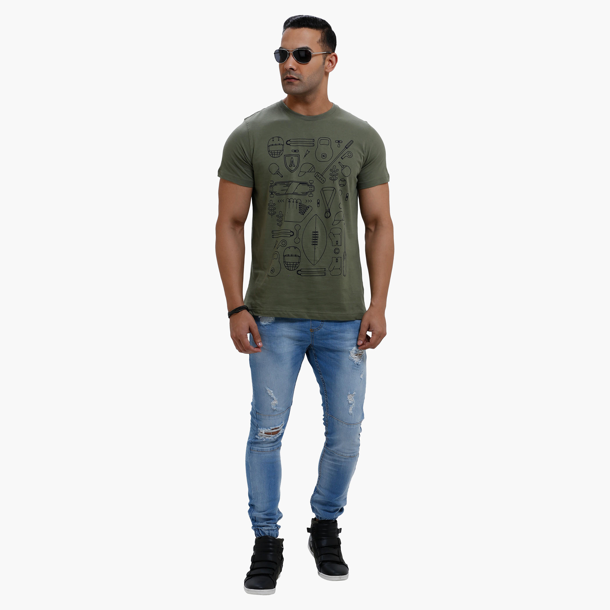Printed Round Neck T-Shirt with Short Sleeves in Slim Fit-men-clothing-tshirtsandpolos-tshirts-image-5