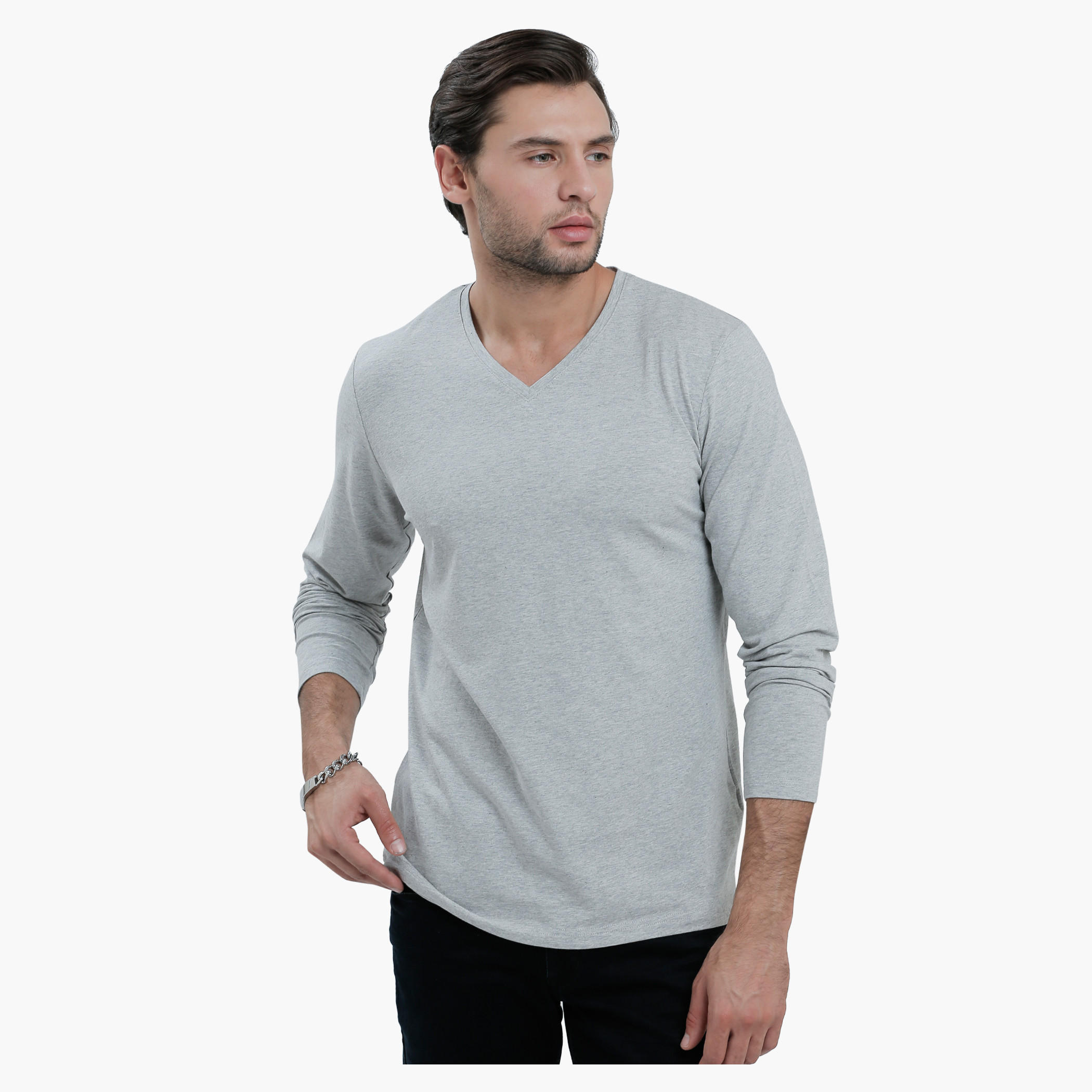 V-Neck T-Shirt with Long Sleeves in Slim Fit-men-clothing-tshirtsandpolos-tshirts-image-11