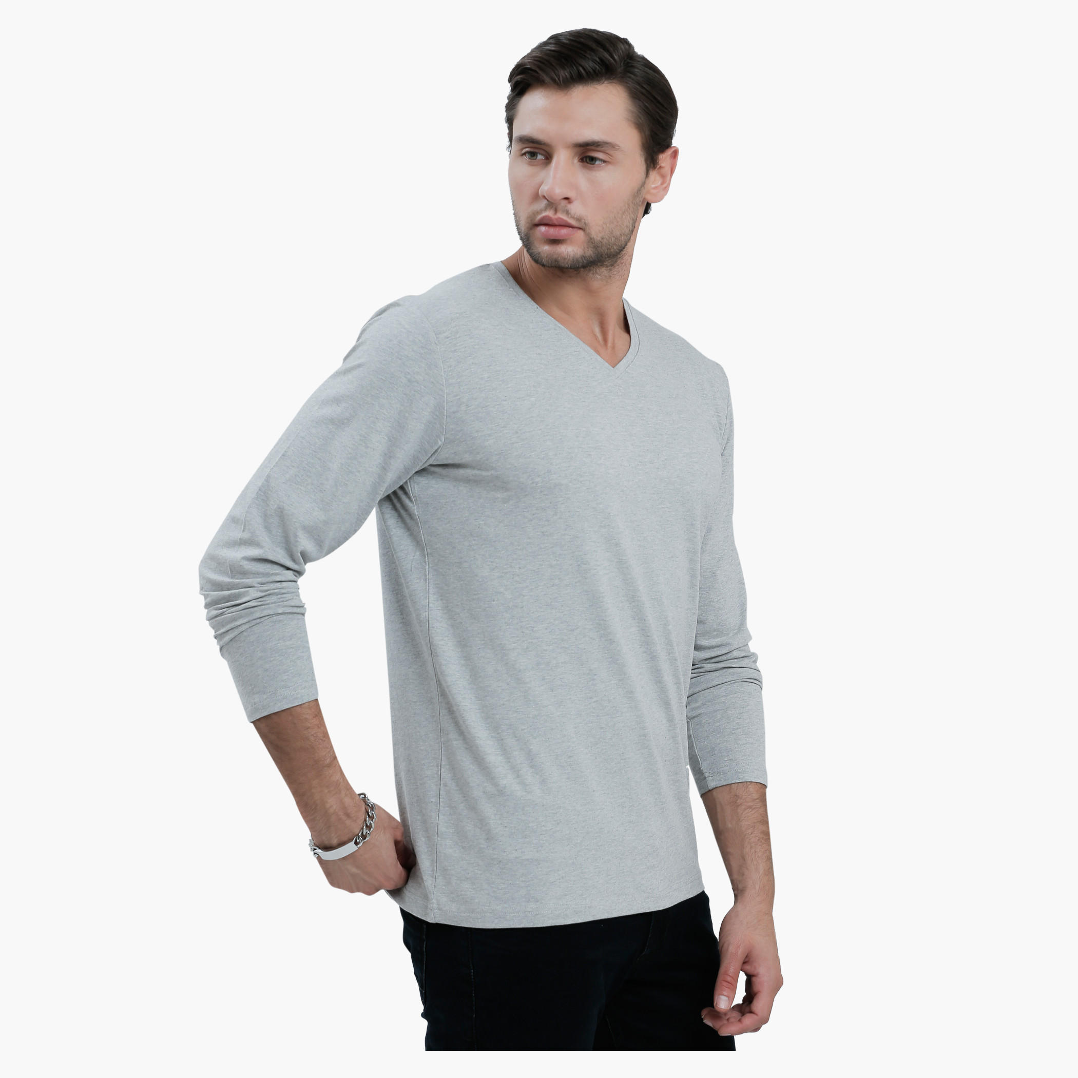 V-Neck T-Shirt with Long Sleeves in Slim Fit-men-clothing-tshirtsandpolos-tshirts-image-13
