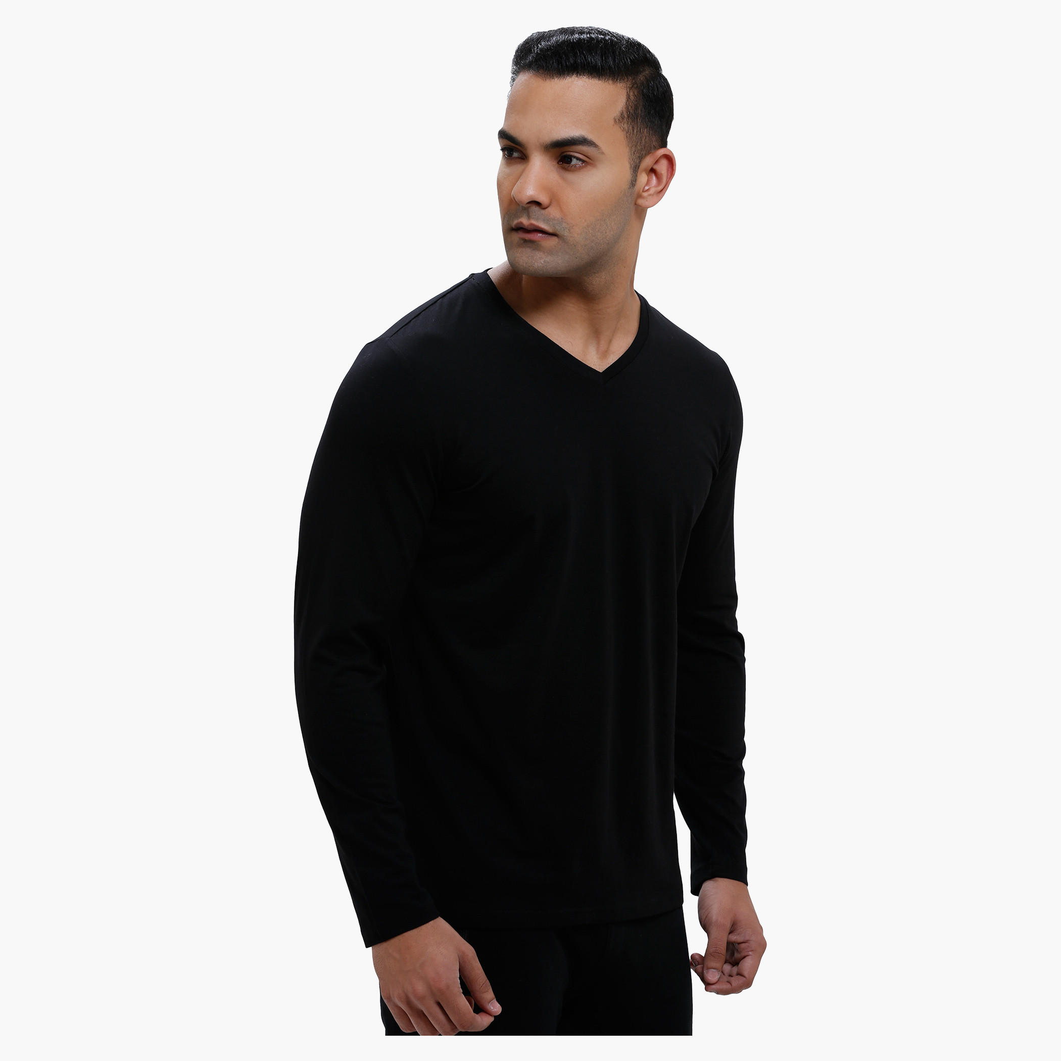 V-Neck T-Shirt with Long Sleeves in Slim Fit-men-clothing-tshirtsandpolos-tshirts-image-3