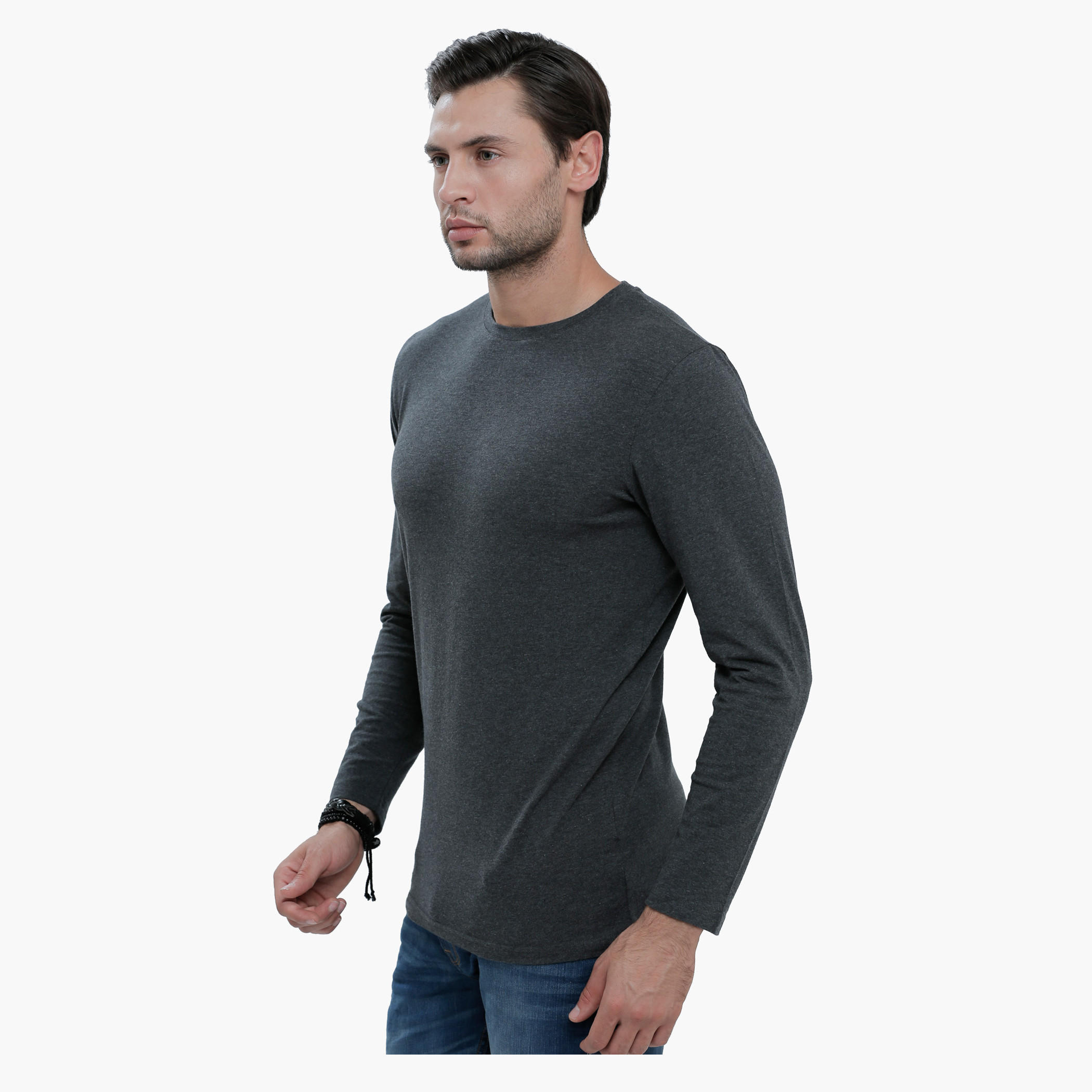 Crew Neck T-Shirt with Long Sleeves in Slim Fit-men-clothing-tshirtsandpolos-tshirts-image-3